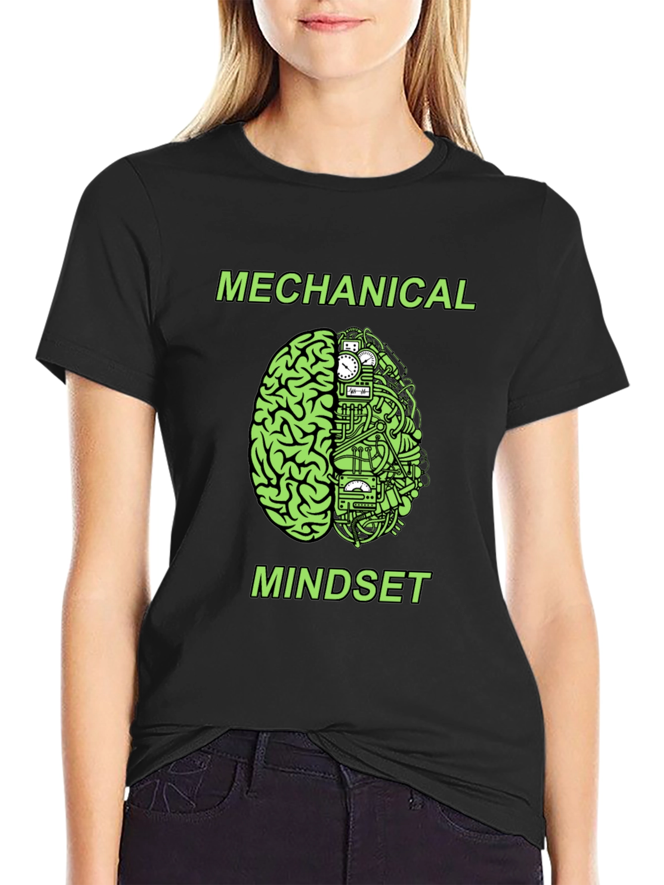 Black Mechanical Mindset Graphic T-Shirt view 2