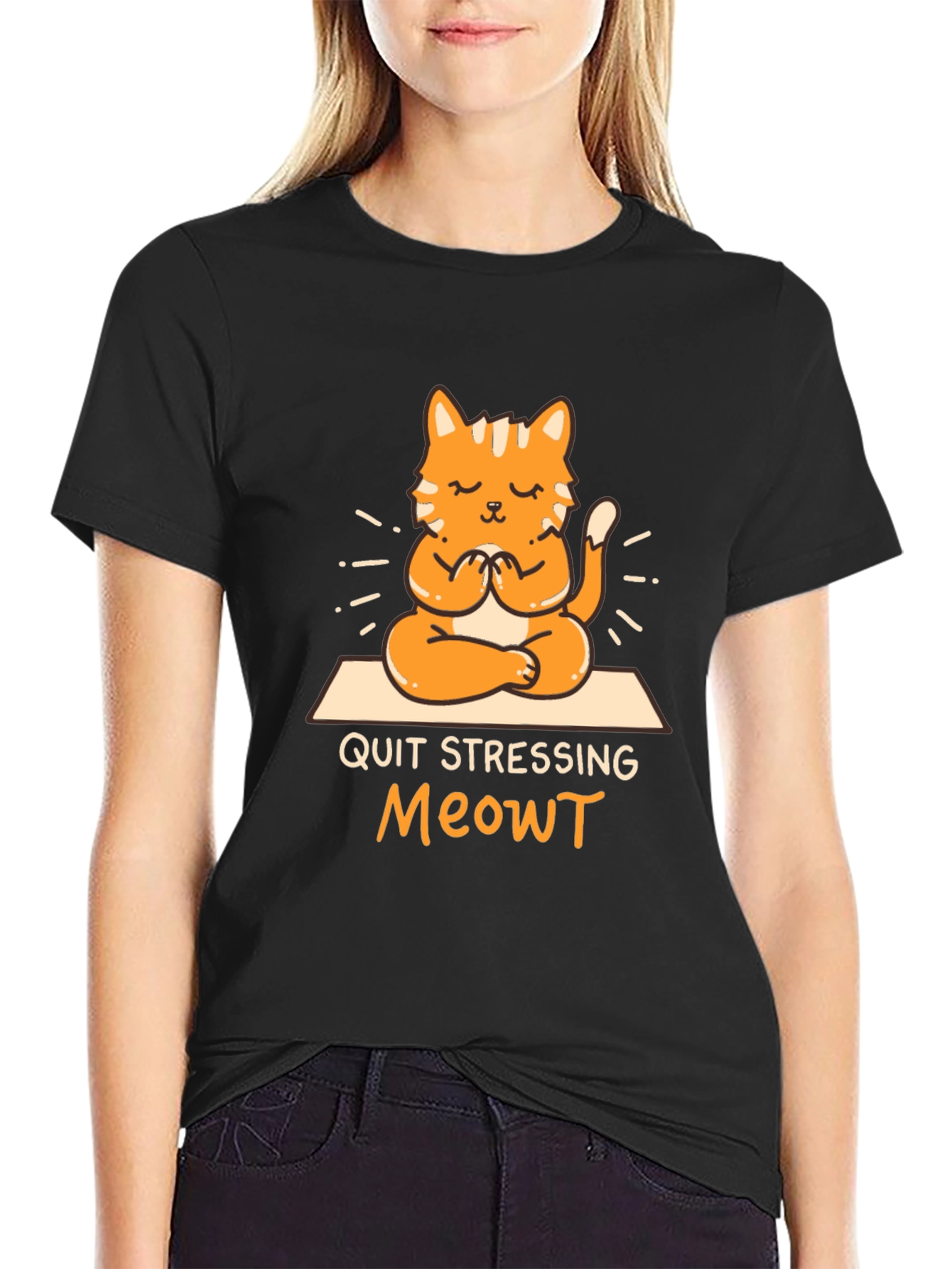 Black Quit Stressing Meowt T-Shirt view 2