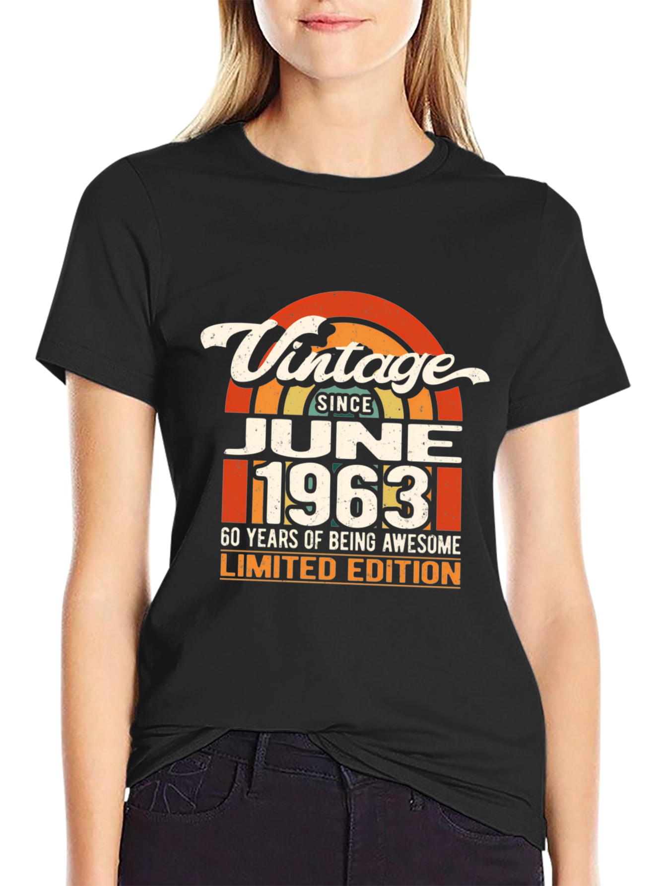 Black Vintage June 1963 60th Birthday Limited Edition T-Shirt view 2
