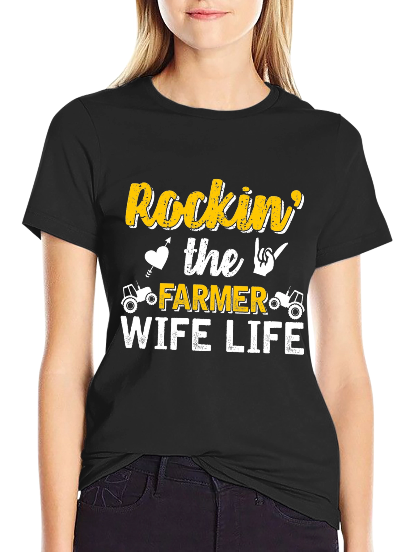 Rockin' Farmer Wife Life Black T-Shirt - 2