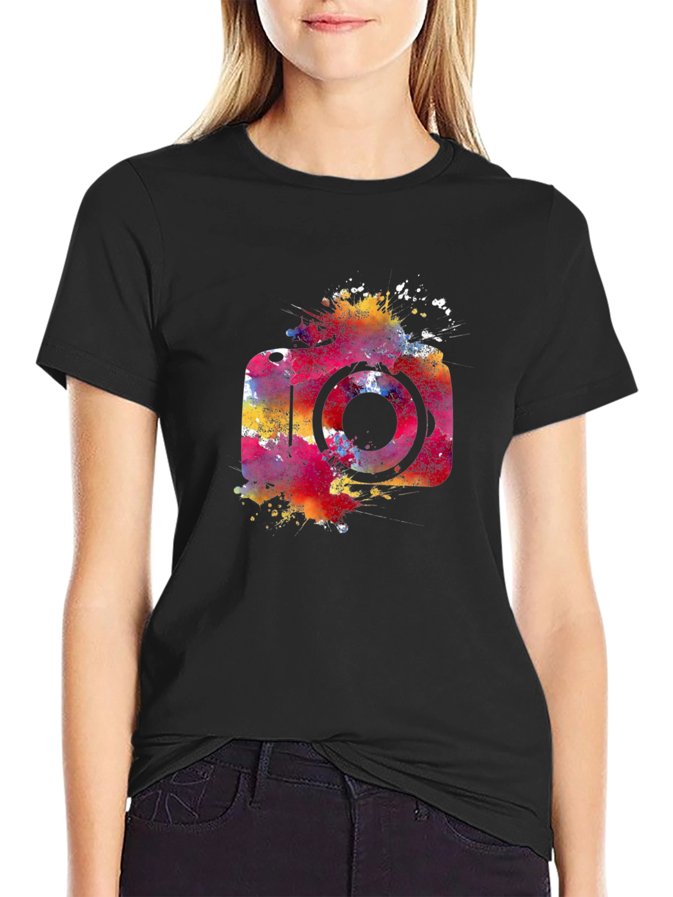 Black Vibrant Camera Graphic Tee - Black view 2