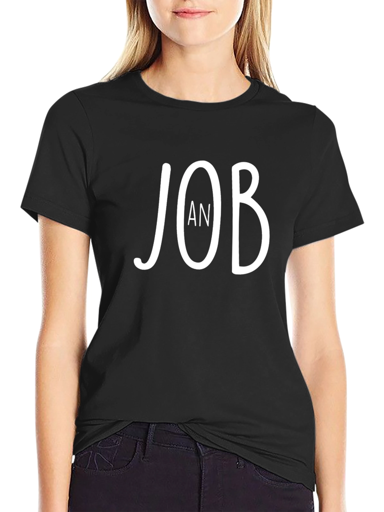 Black Funny "An Job" Graphic Print T-Shirt view 2