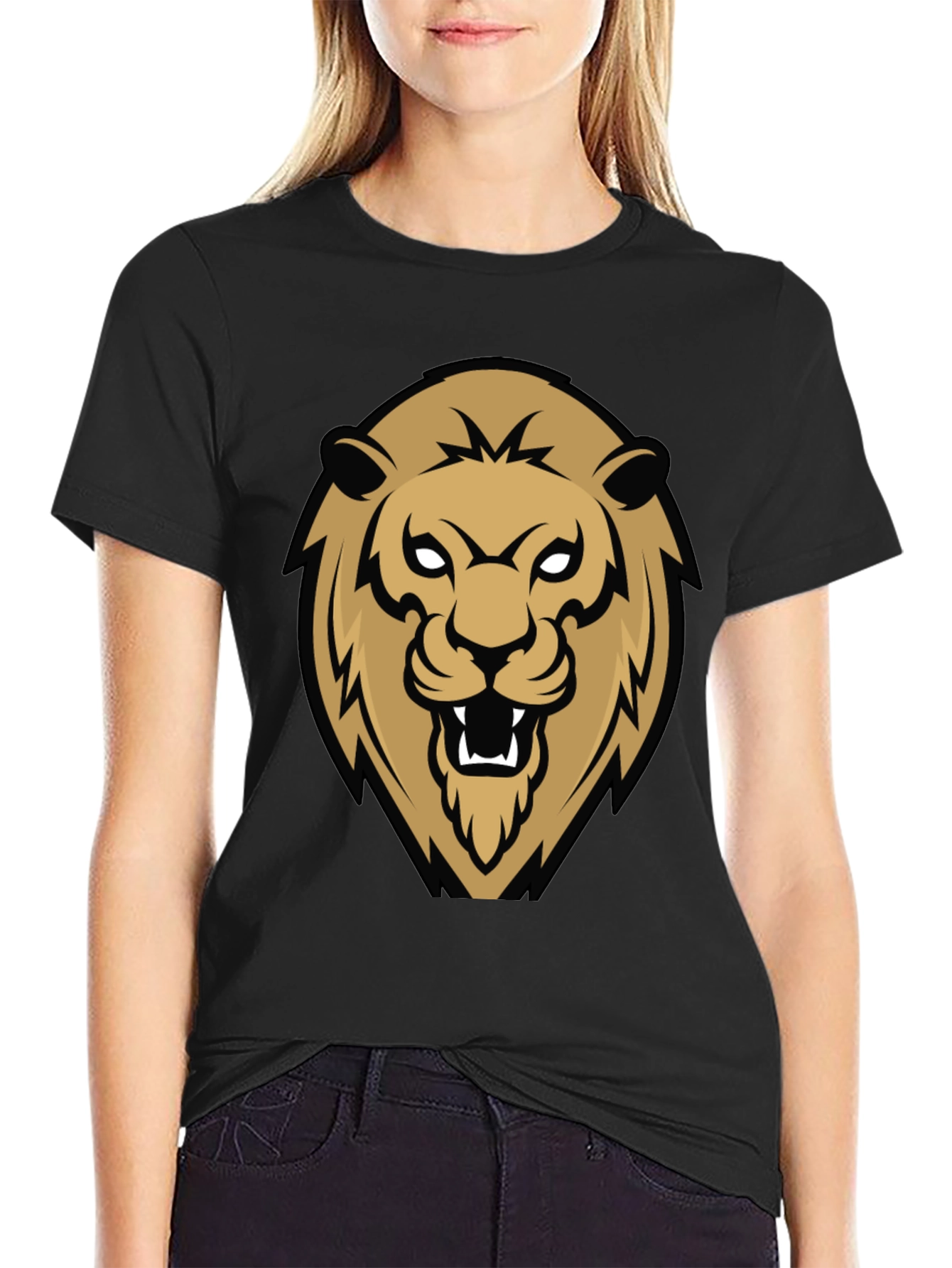 Black Lion Graphic Black T-Shirt view 2