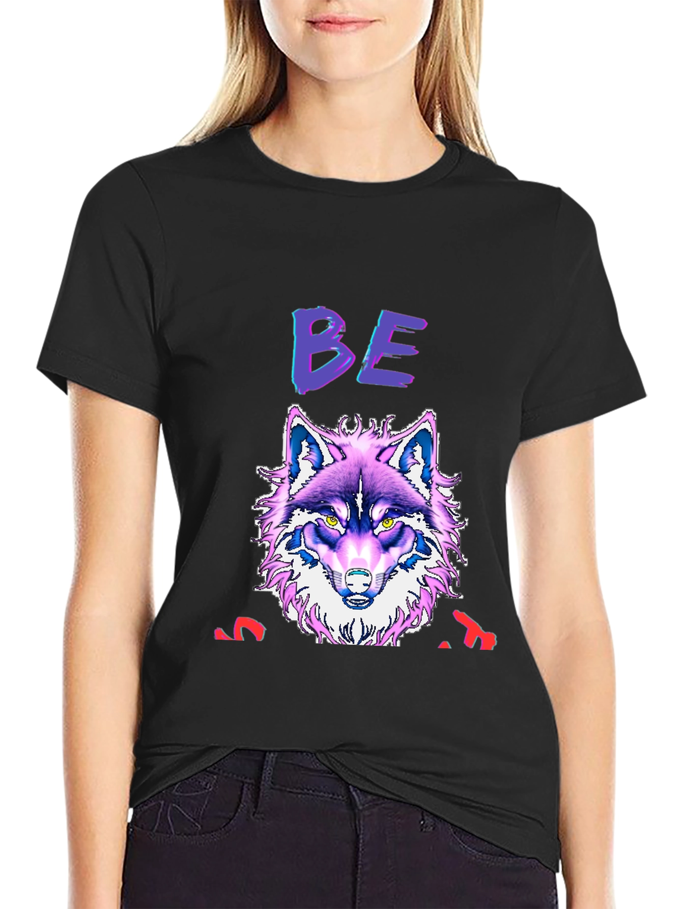 Black Wolf Graphic Print T-Shirt - Bold, Unique Design view 2