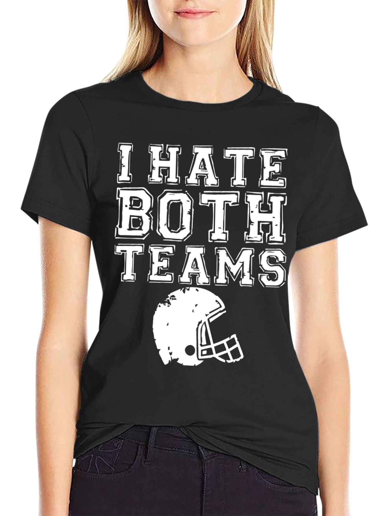 Black I Hate Both Teams Football T-Shirt view 2