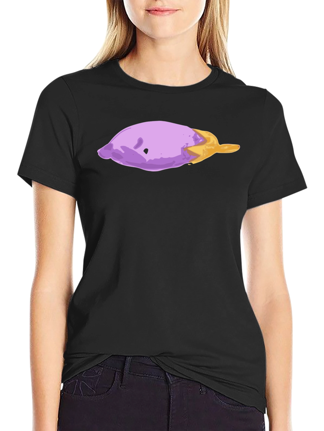 Eggplant Art Graphic T-Shirt - Casual Black Tee - 2