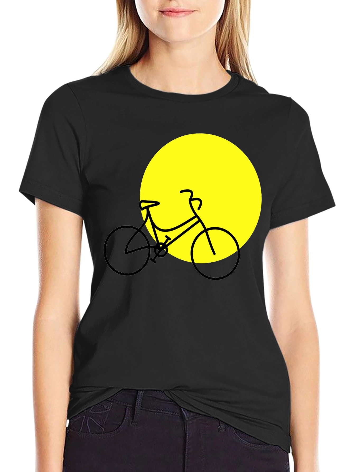 Black Bike Silhouette Graphic Tee - Black Cotton Blend view 2
