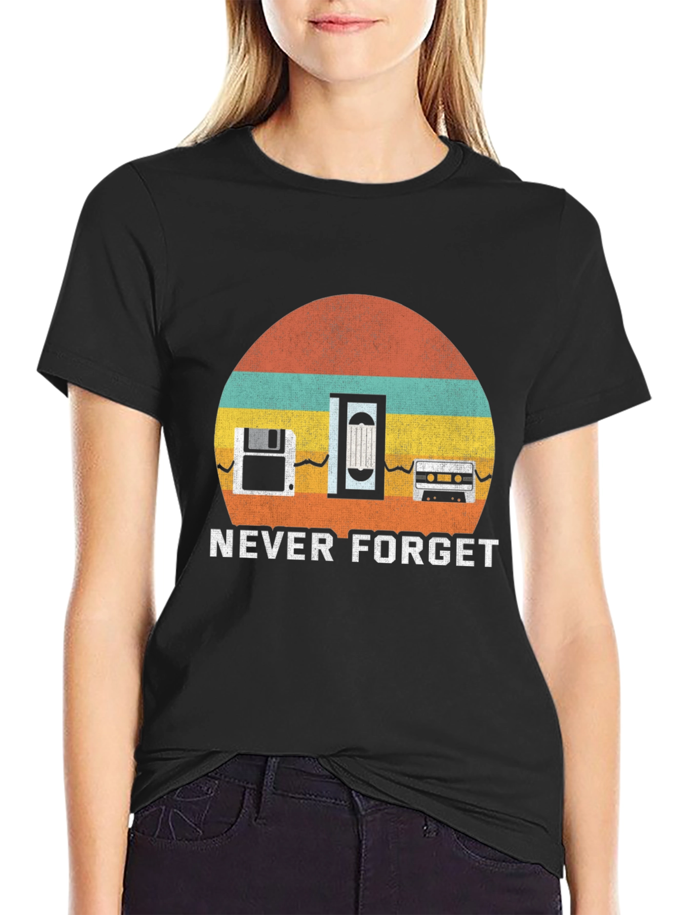 Black Retro 'Never Forget' Tech T-Shirt view 2