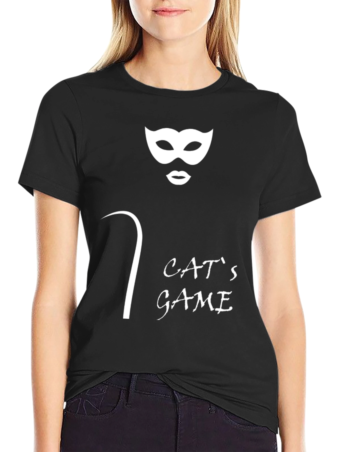 Black Cat's Game Graphic Tee - Black Unisex T-Shirt view 2