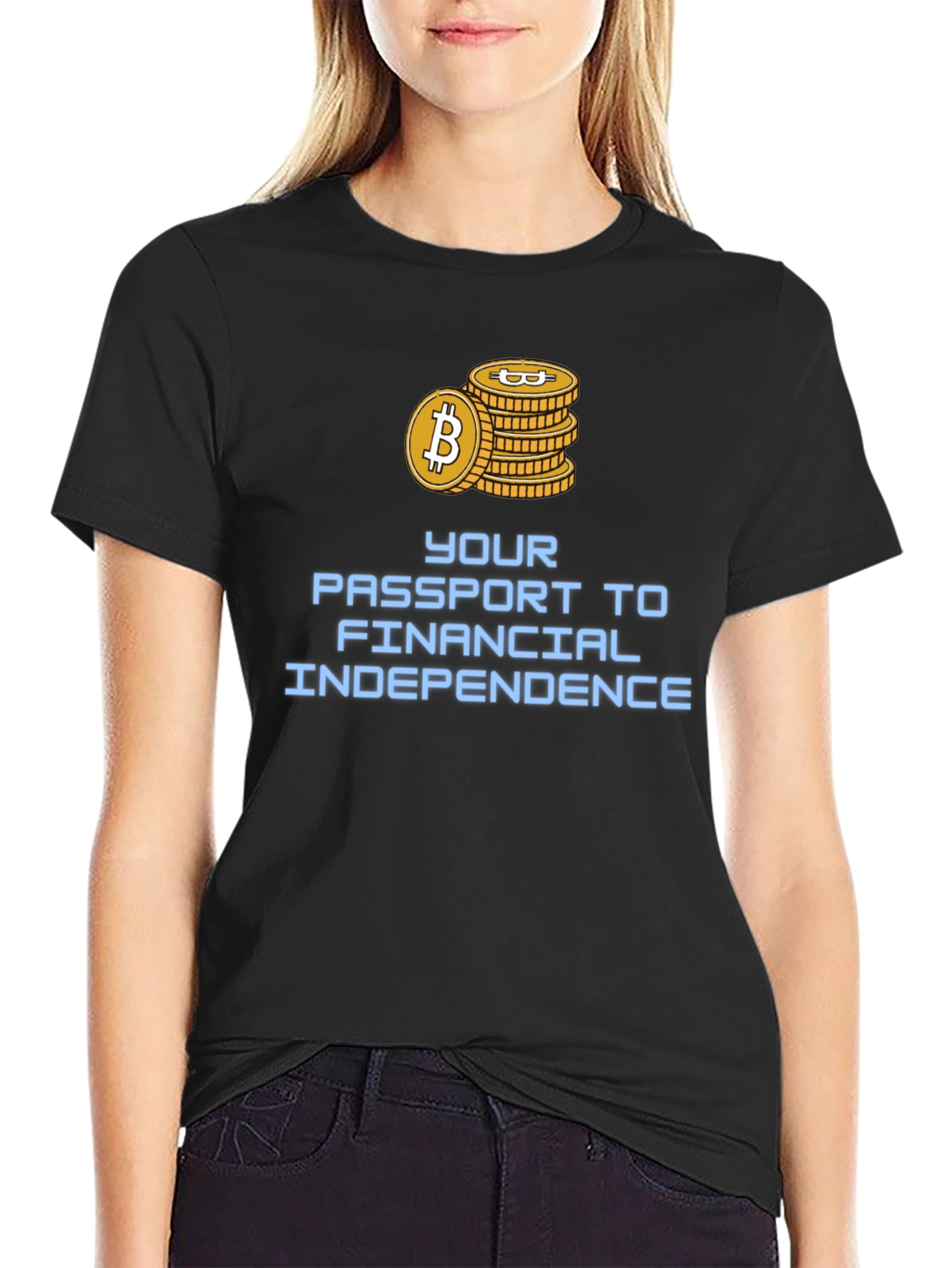 Black Bitcoin Financial Independence T-Shirt view 2