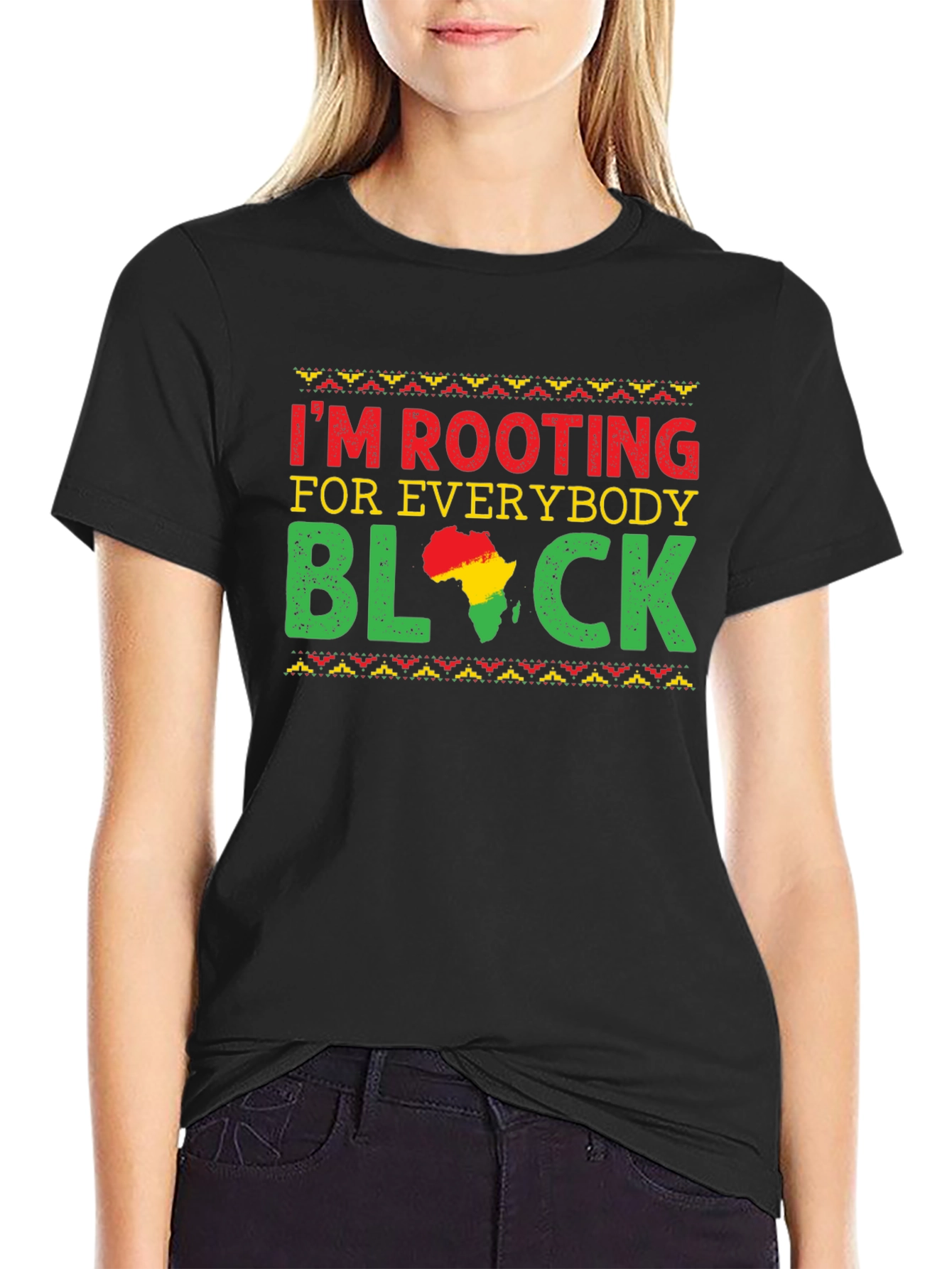Black Rooting For Everybody Black T-Shirt view 2