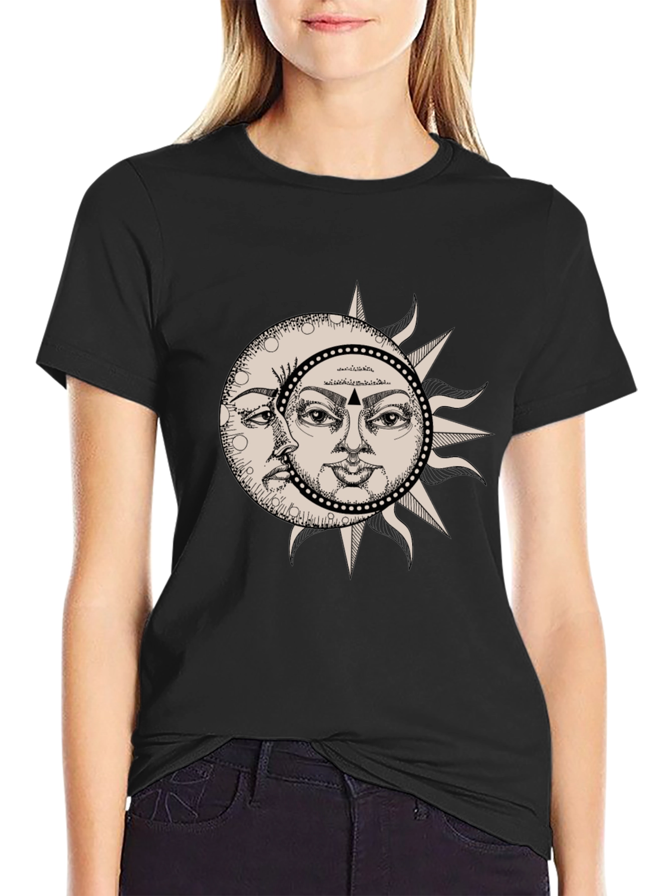 Black Celestial Sun and Moon Graphic Tee view 2