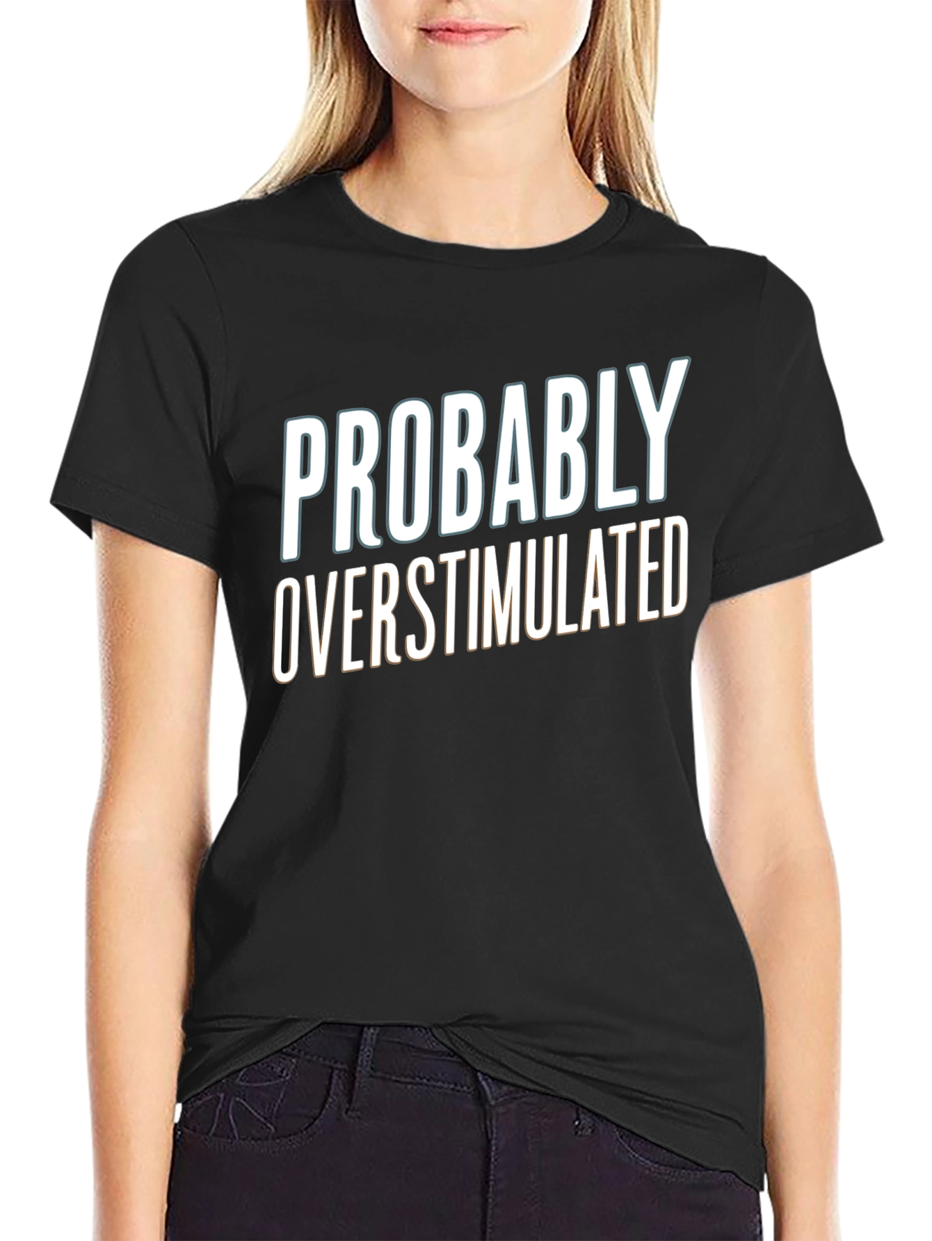 Black Probably Overstimulated Graphic Tee view 2