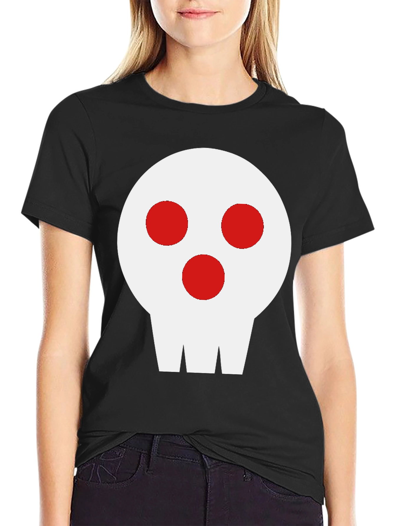 Black Skull Graphic Tee - Black Cotton Blend view 2