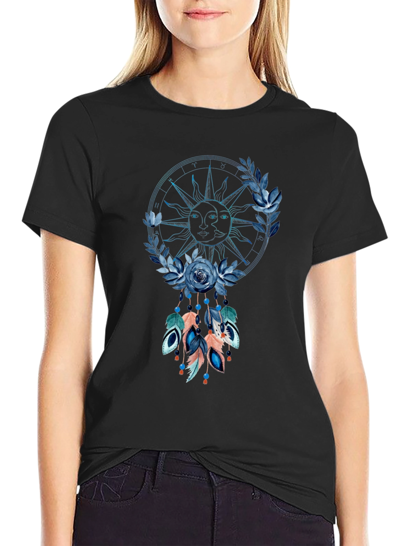 Black Celestial Dreamcatcher Graphic Tee - Unisex view 2