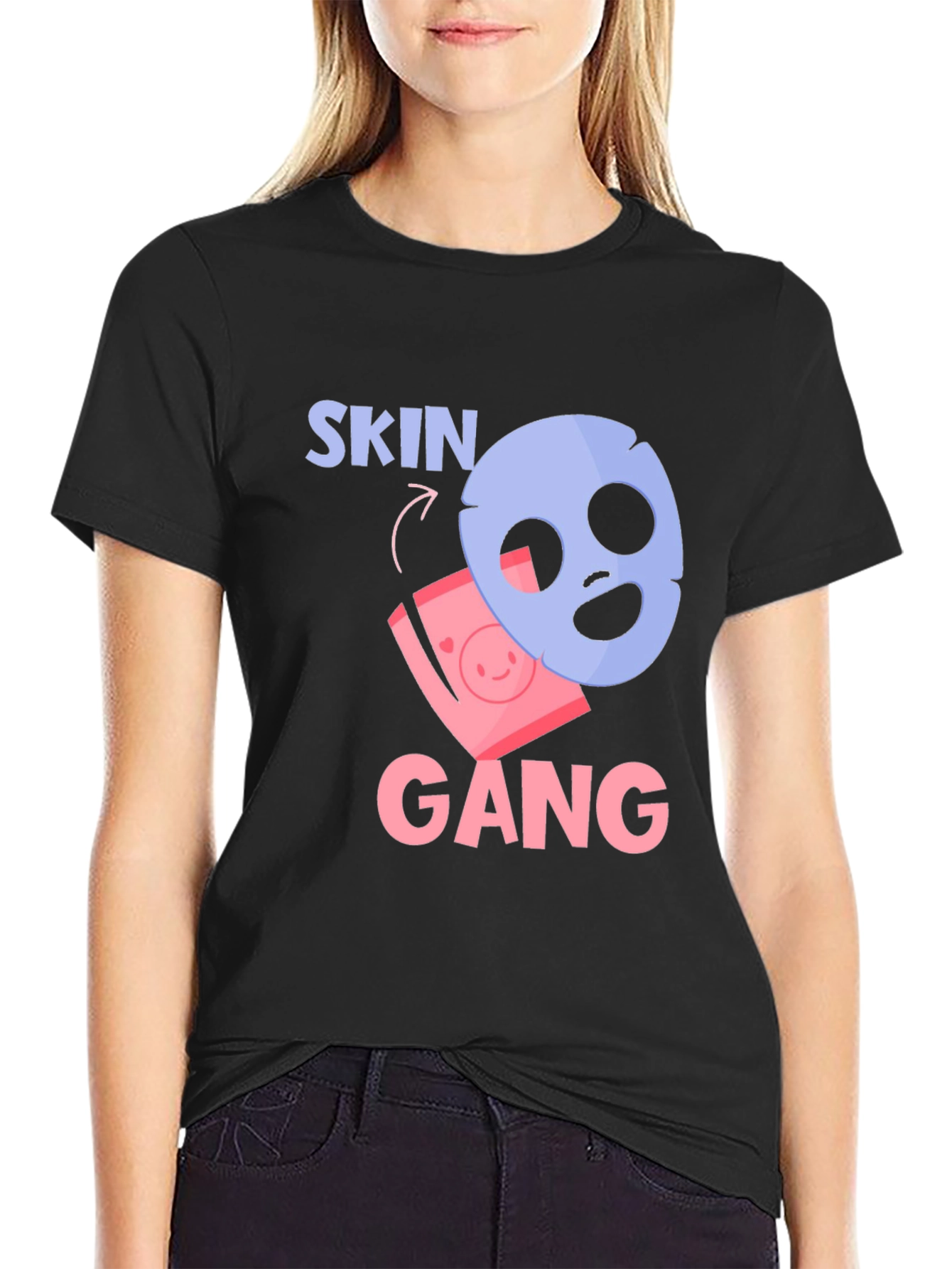Black Skin Gang T-Shirt - Funny Beauty Mask Tee view 2