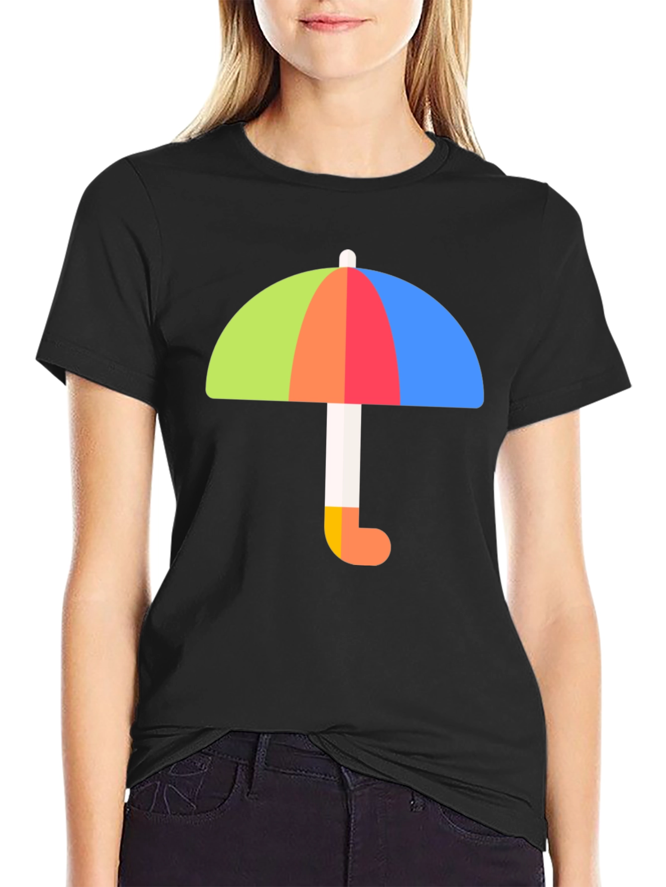Colorful Umbrella Graphic Tee - Stylish Weather Protection - 2