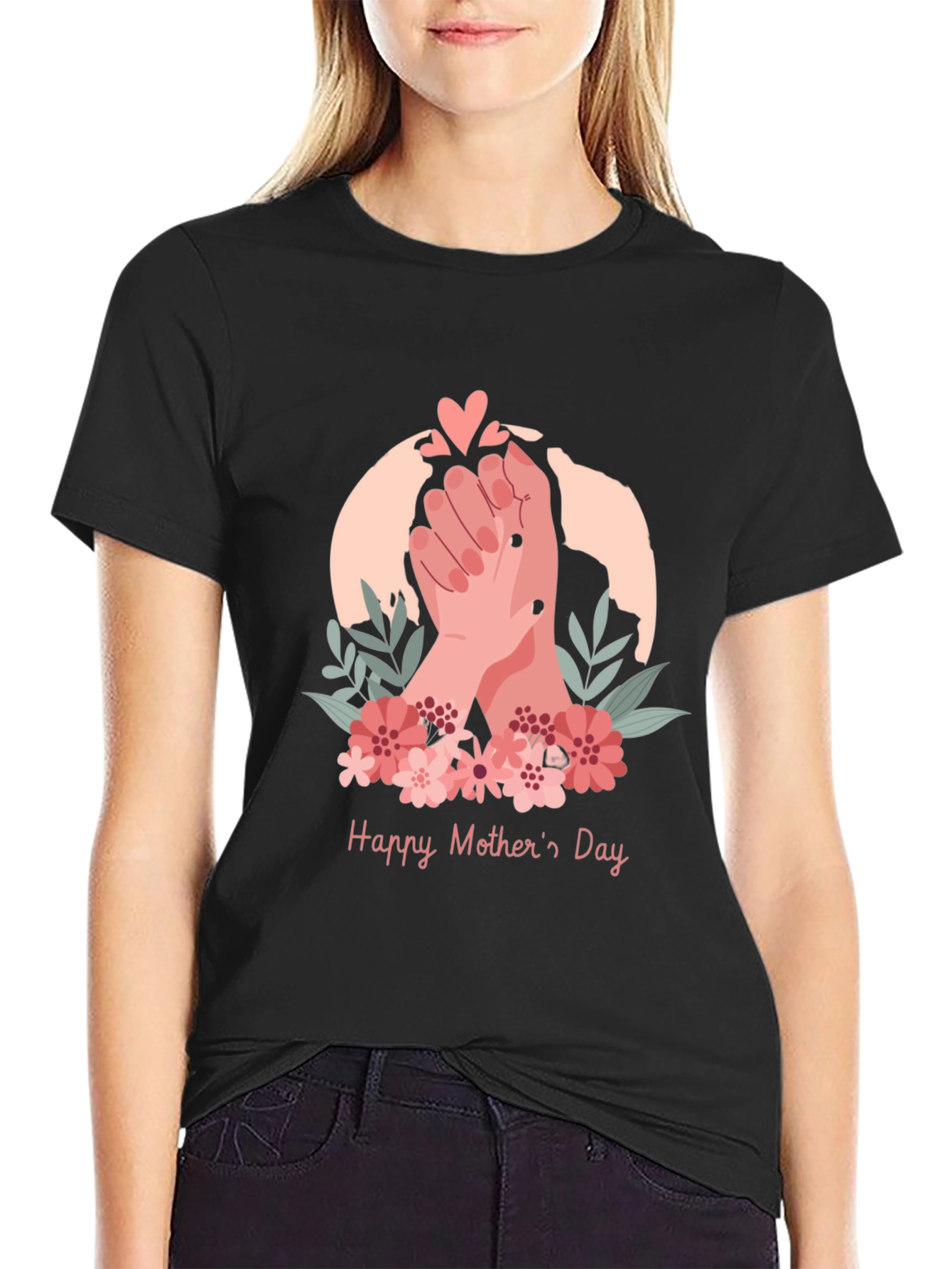 Black Happy Mother's Day T-shirt view 2