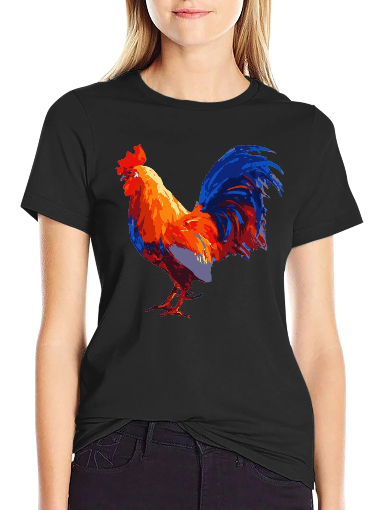 Black Bold Rooster Graphic Tee - Men's Black T-Shirt view 2