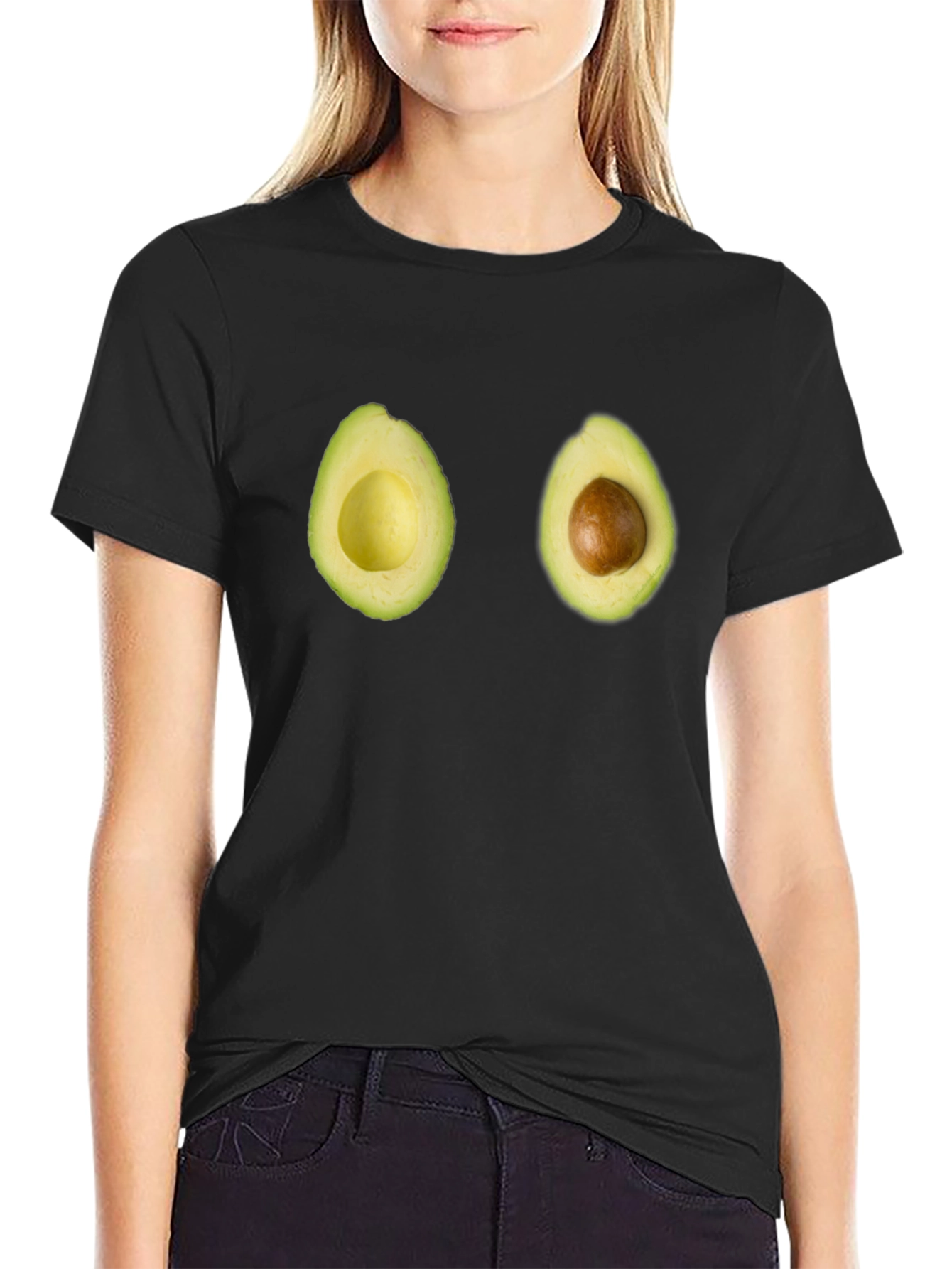 Black Avocado Halves Graphic Tee - Fun & Unique Design view 2