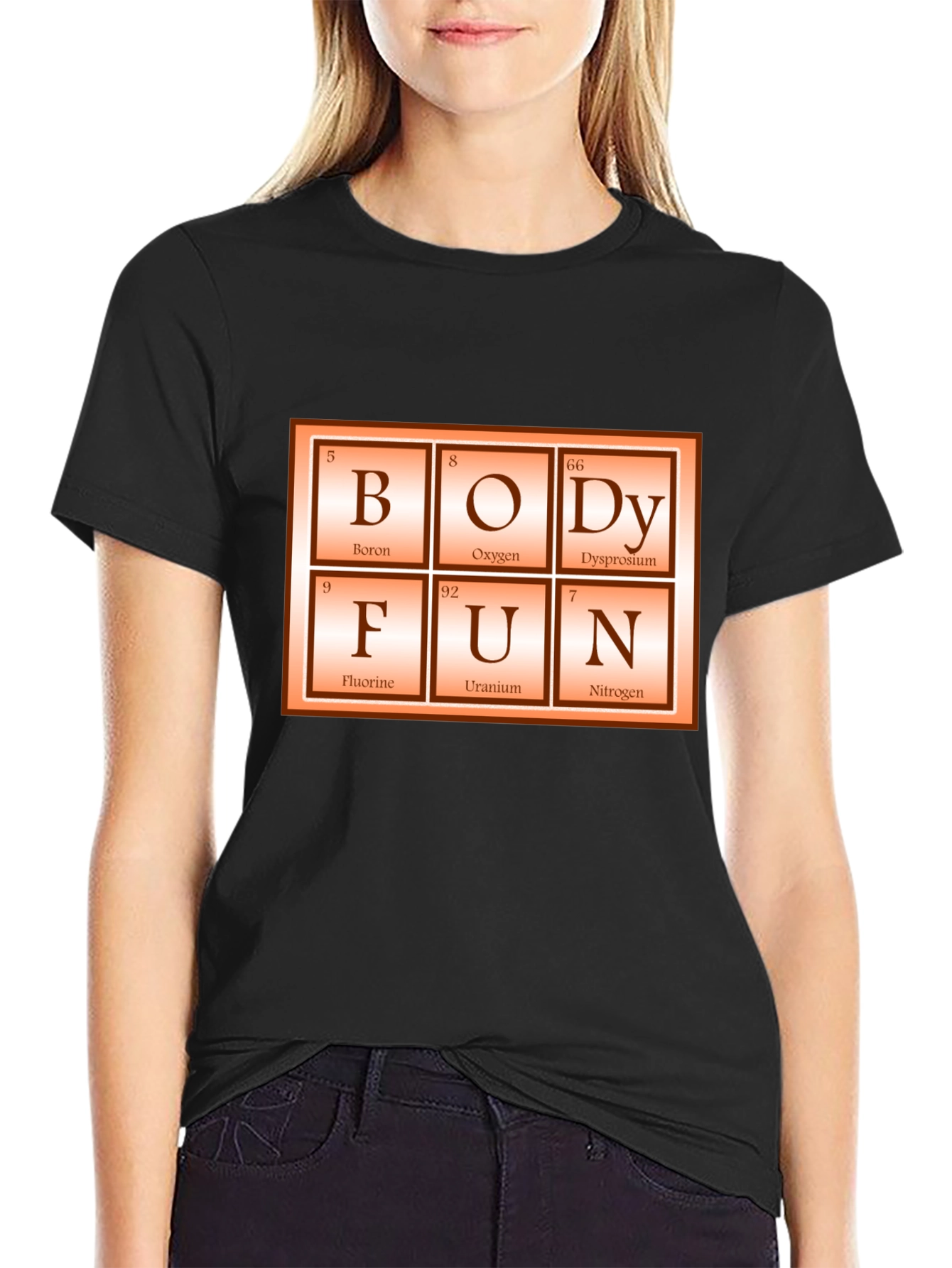 Black Periodic Table "Body Fun" Graphic Tee view 2