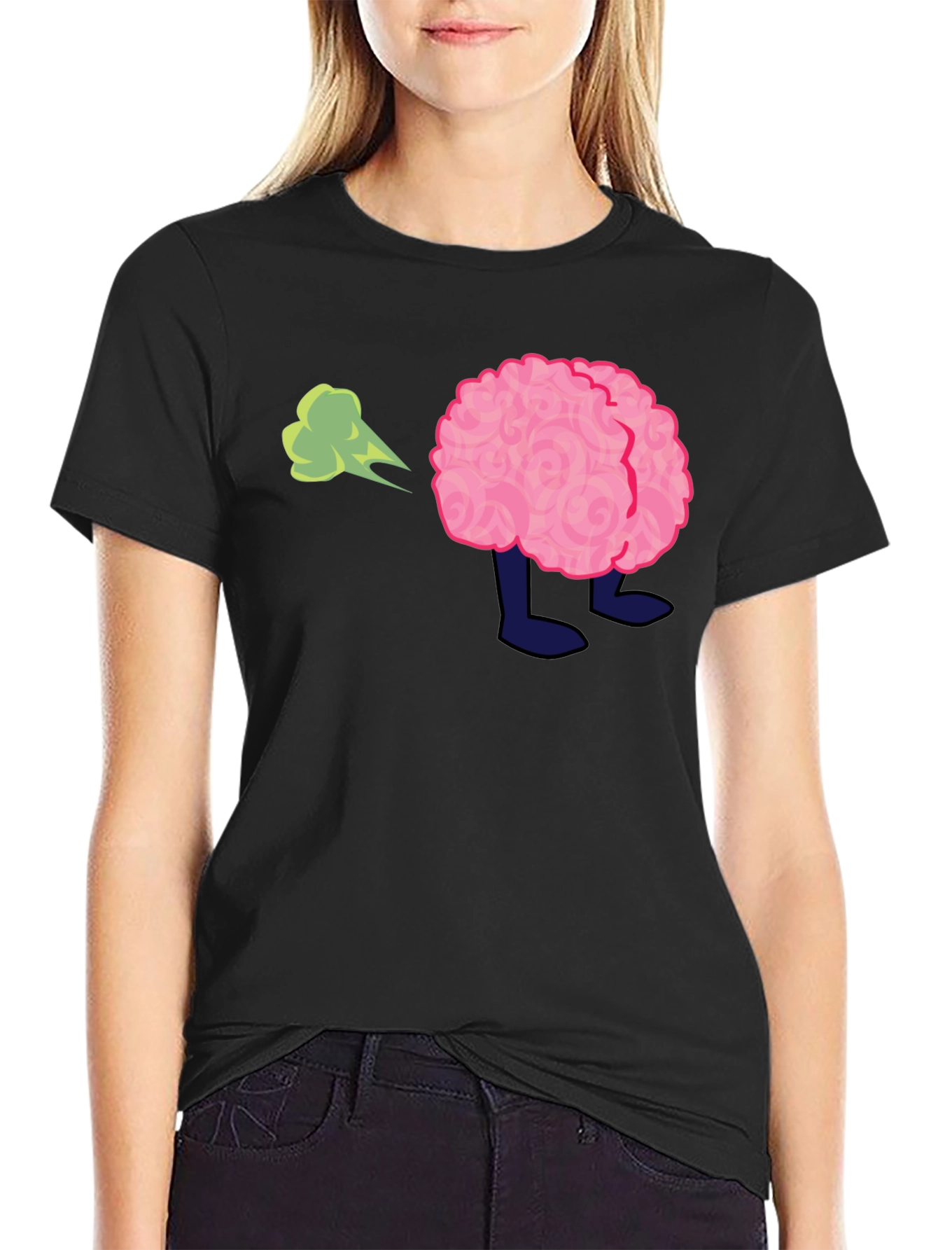 Black Funny Brain Fart T-Shirt - Adult Humor Tee view 2