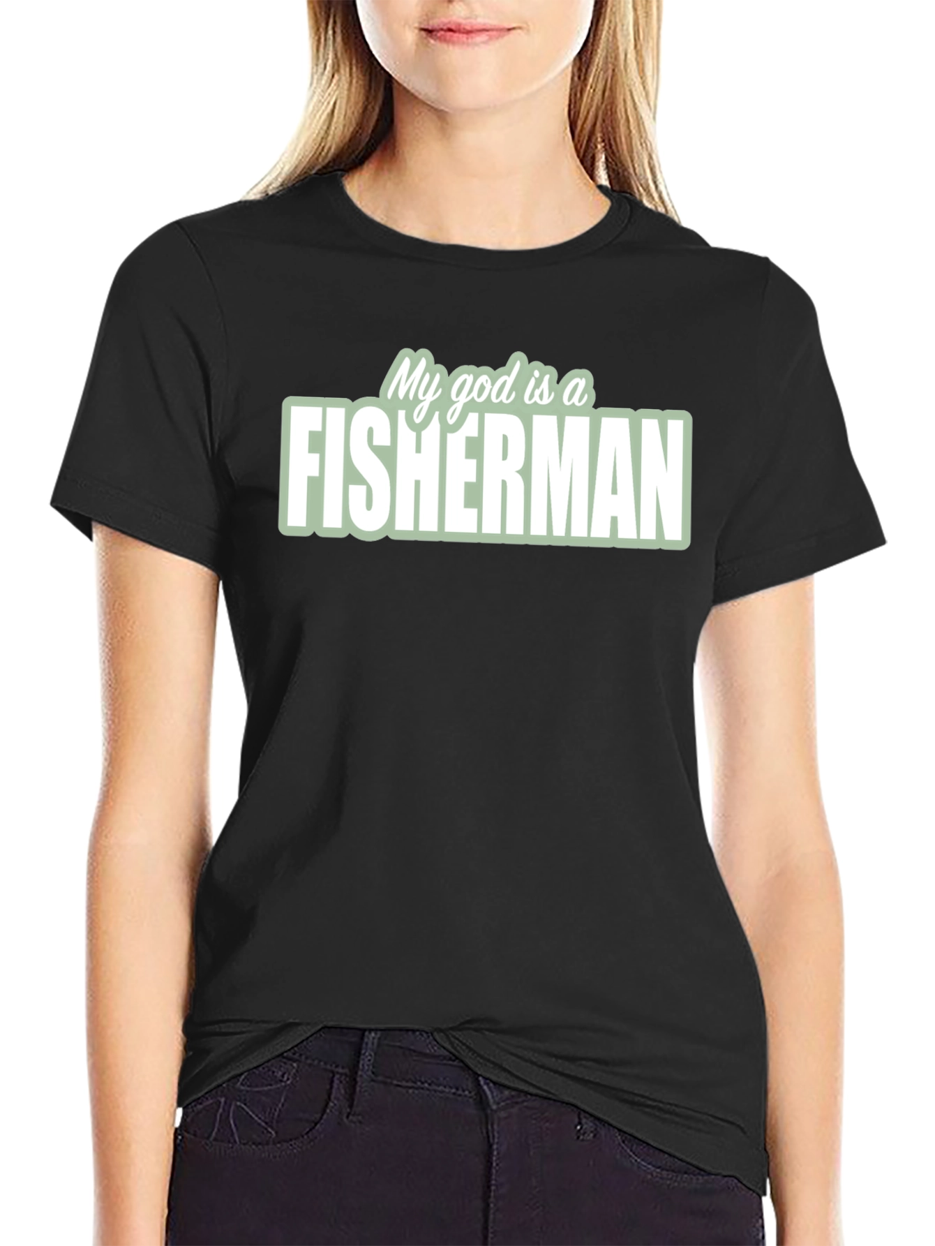 Black My God is a Fisherman T-Shirt - Black view 2