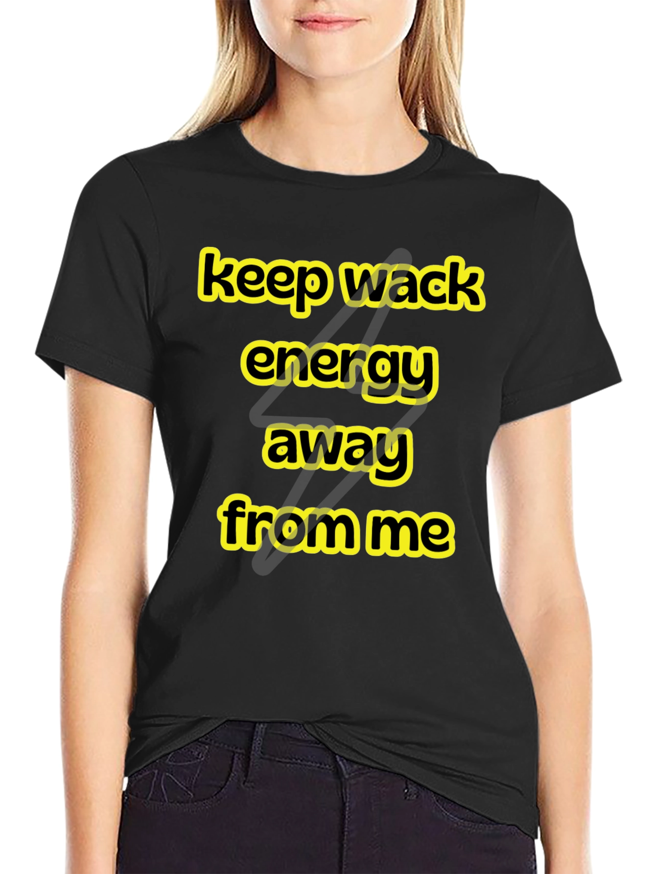 Black Keep Wack Energy Away Black Graphic Tee view 2