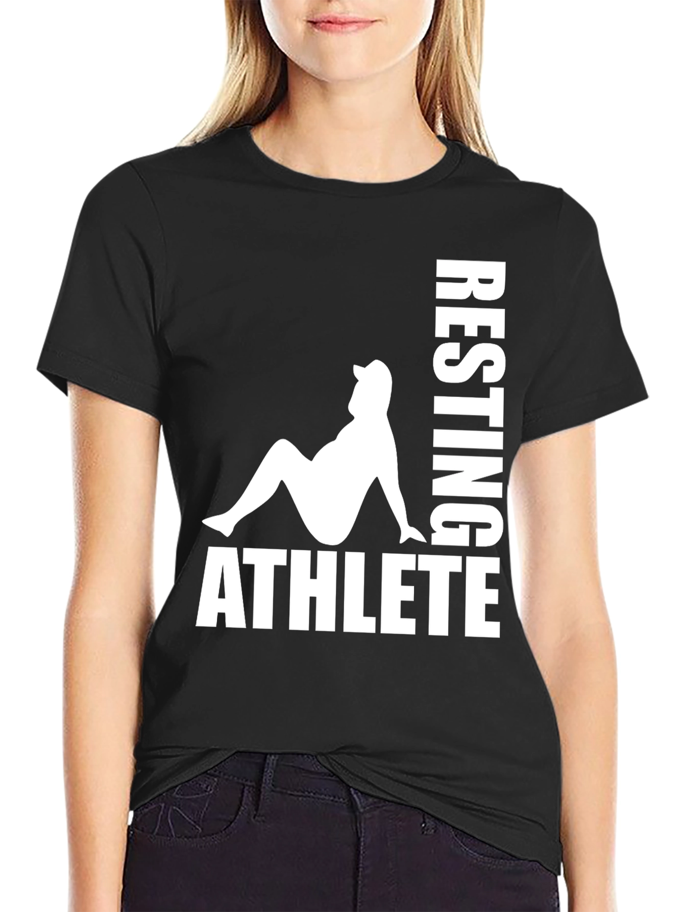 Black Resting Athlete Graphic T-Shirt - Black view 2