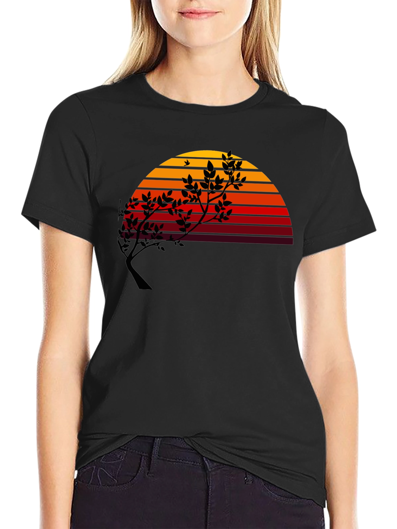 Black Sunset Tree Graphic Tee - Modern Stylish Comfort view 2
