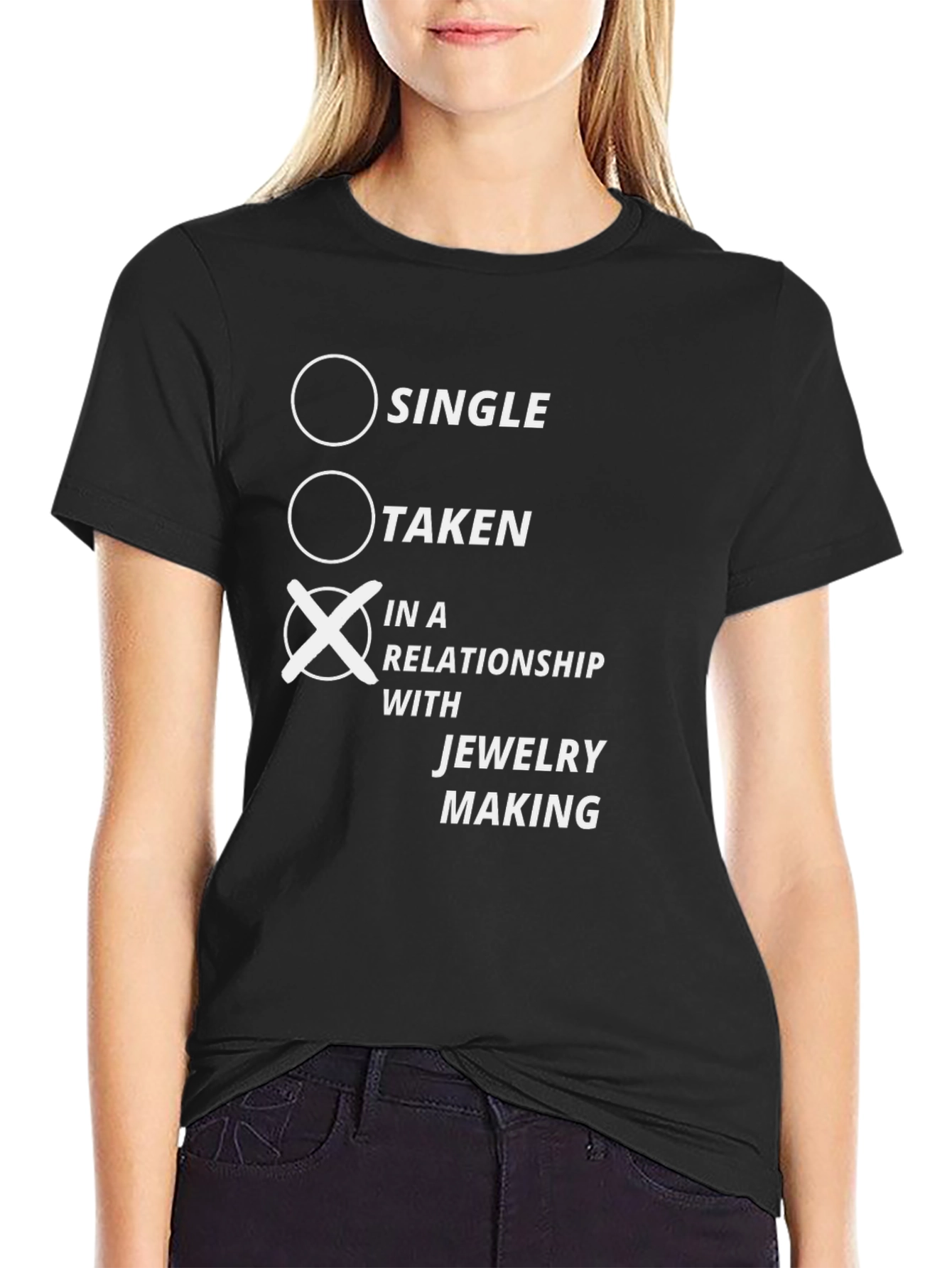 Black Jewelry Making Relationship T-Shirt - Black view 2