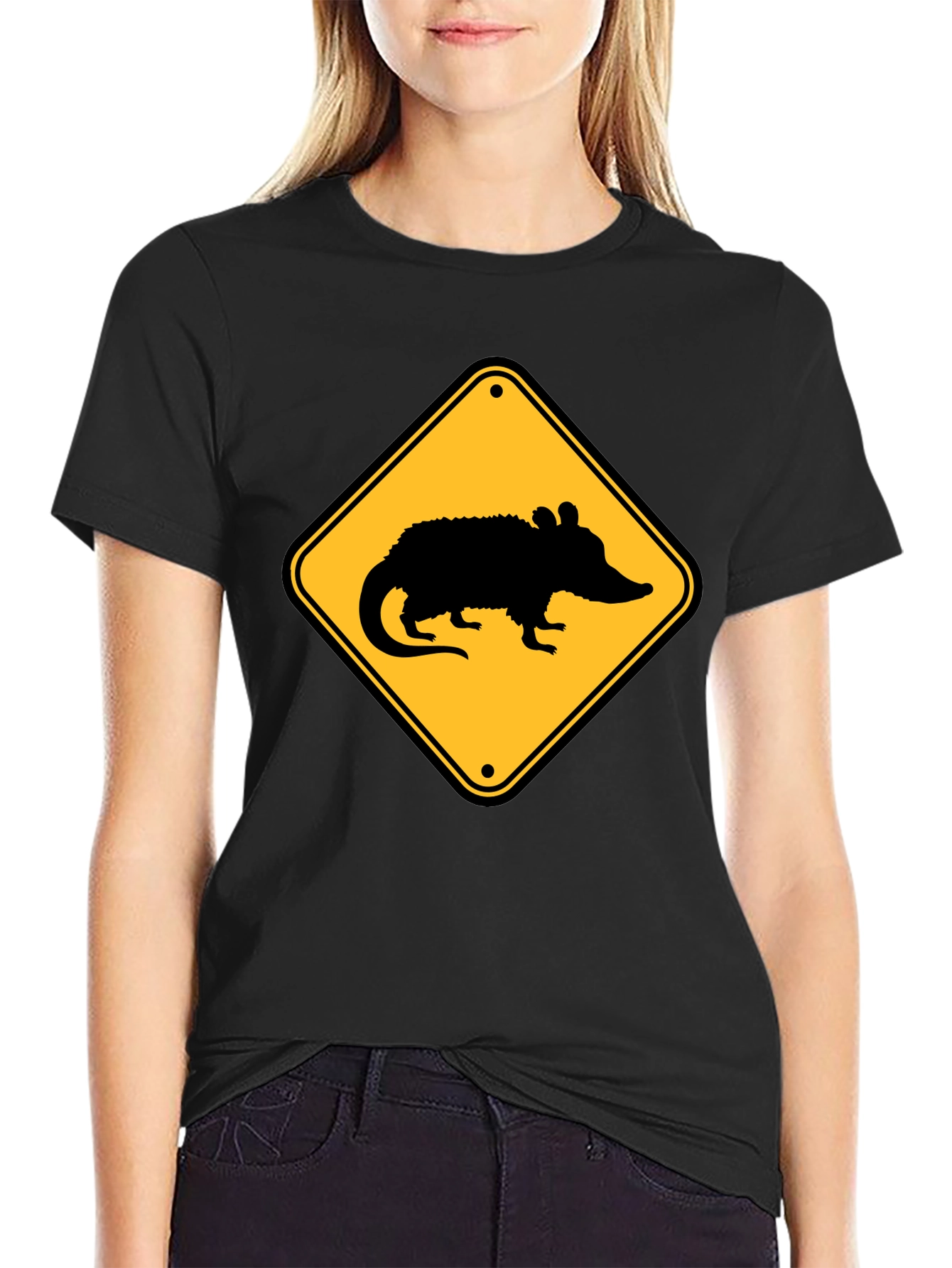 Black Opossum Crossing T-Shirt - Black view 2