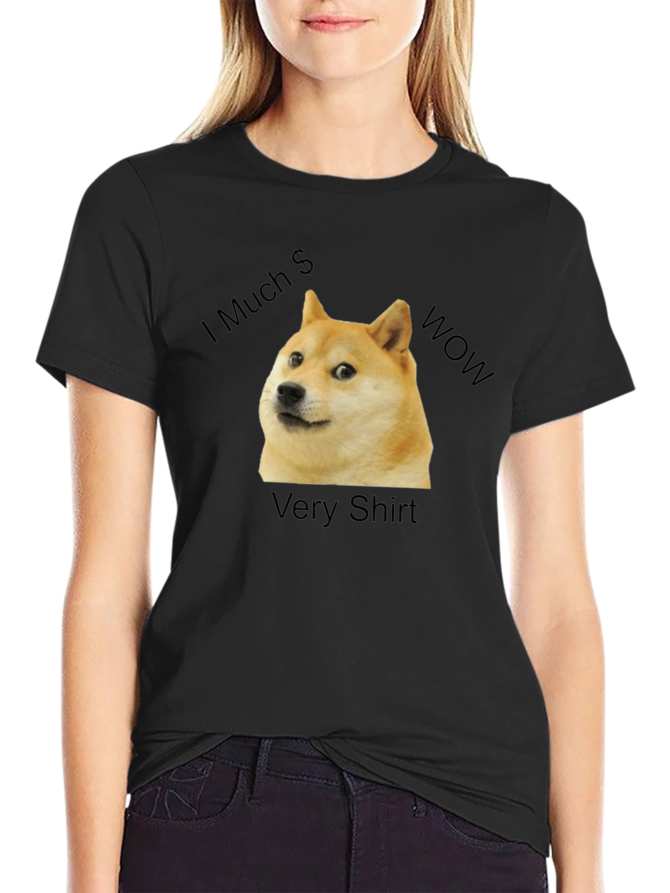 Black Doge Meme T-Shirt - I Much Wow Funny Doge Shirt view 2