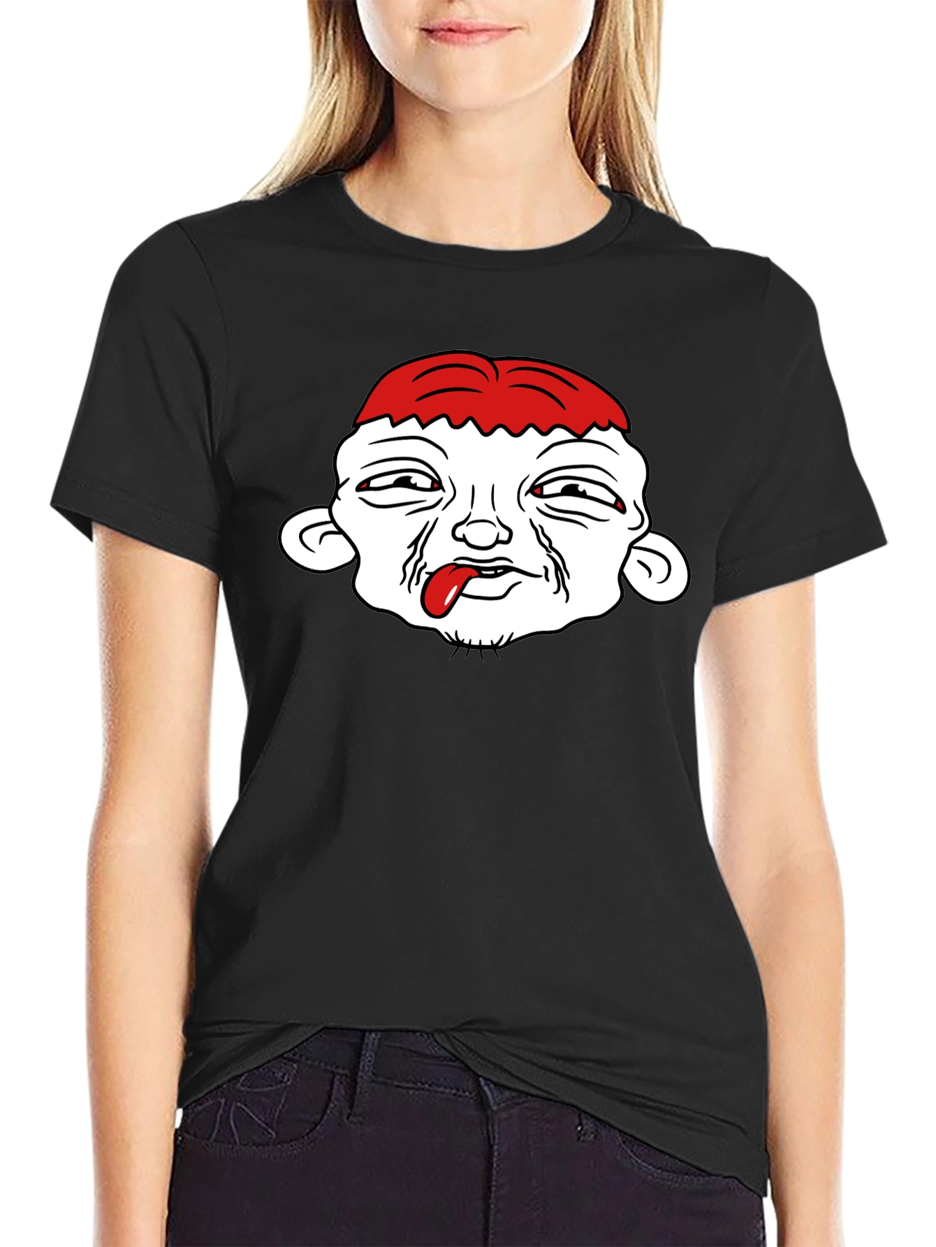 Black Funny Brain Cartoon Graphic T-Shirt view 2