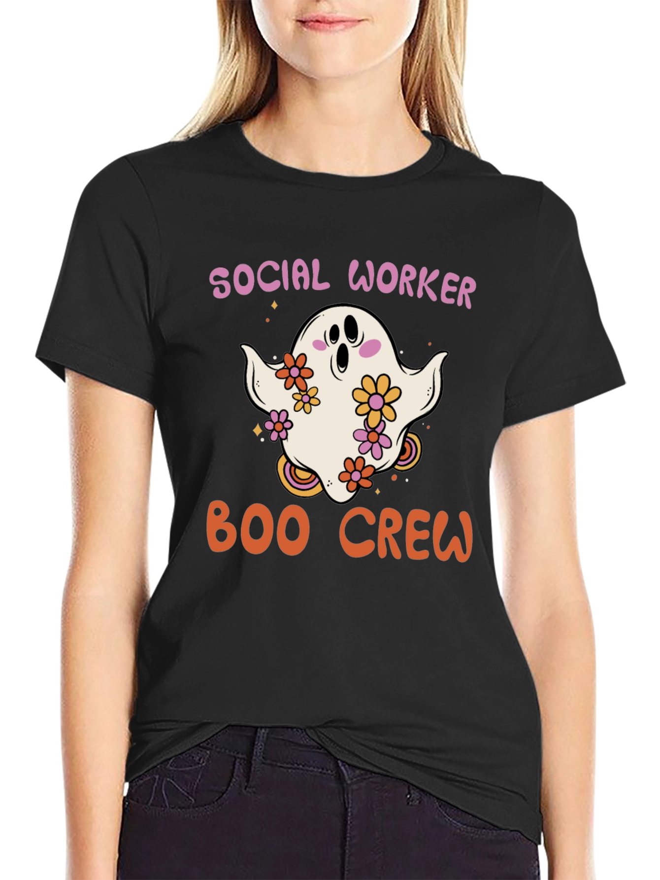 Black Social Worker Boo Crew T-Shirt view 2