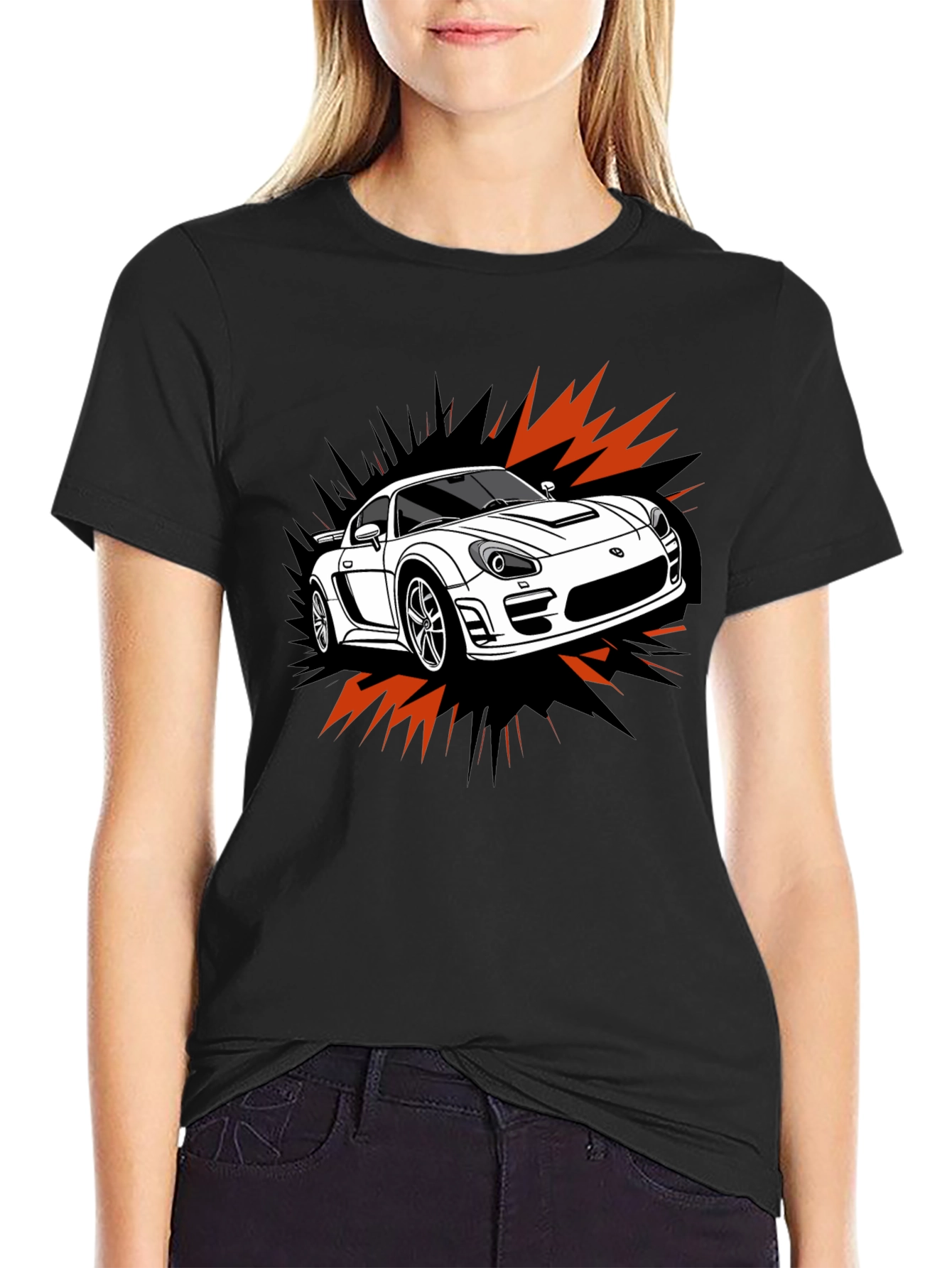 Black Cool Car Graphic T-Shirt view 2