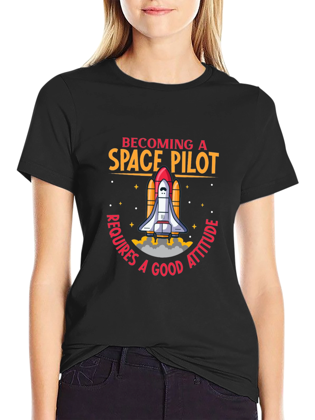 Black Space Pilot Graphic T-Shirt view 2