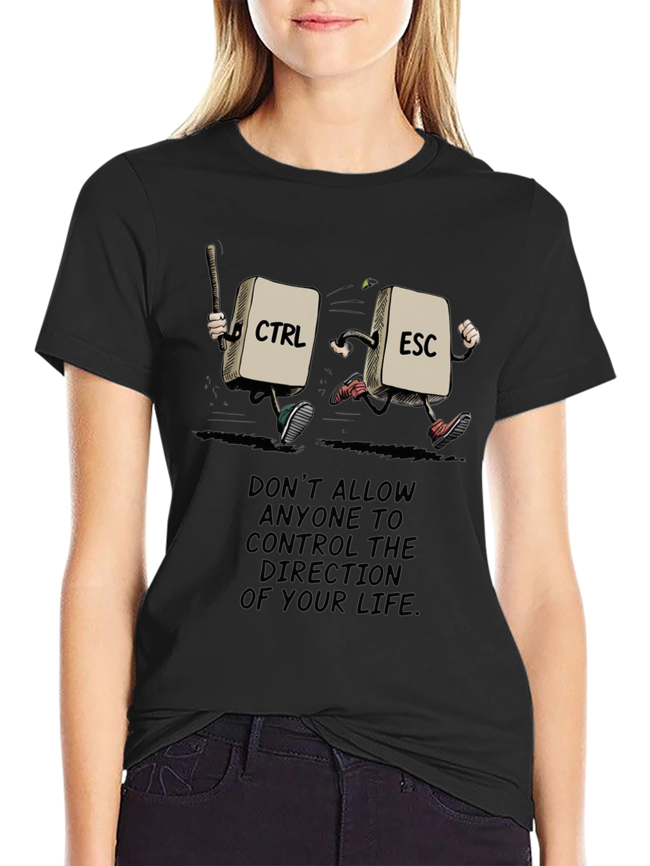Black Control Escape T-Shirt: Be The Master of Your Life view 2
