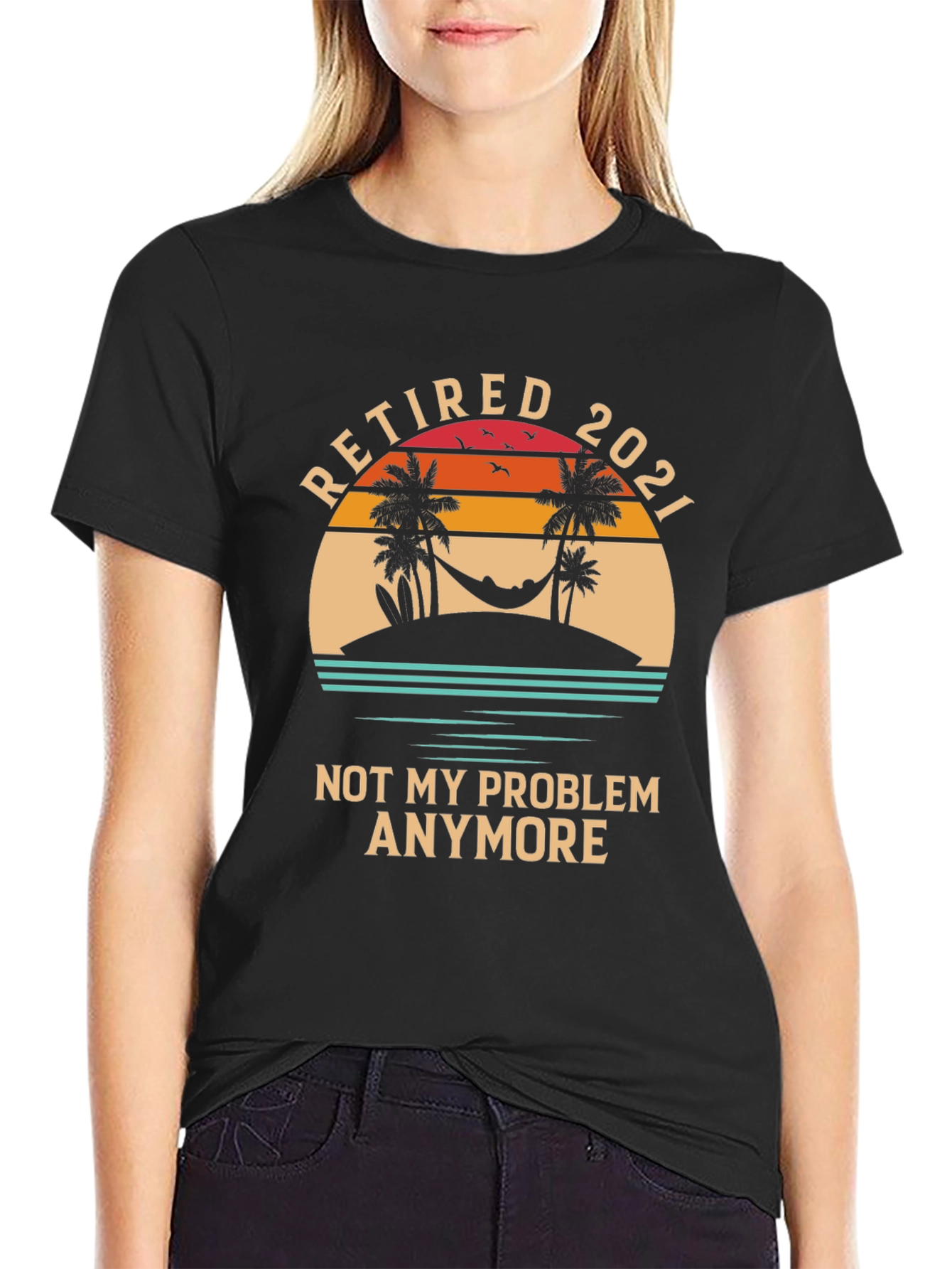 Black Retired 2021 Graphic T-Shirt - Not My Problem Anymore view 2