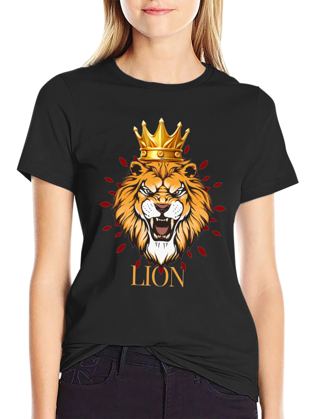 Black Lion King Graphic Print Men's Black T-Shirt view 2