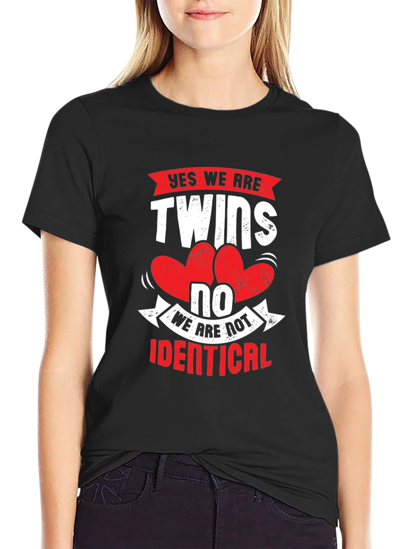 Black Yes We Are Twins T-Shirt - Novelty Tee view 2