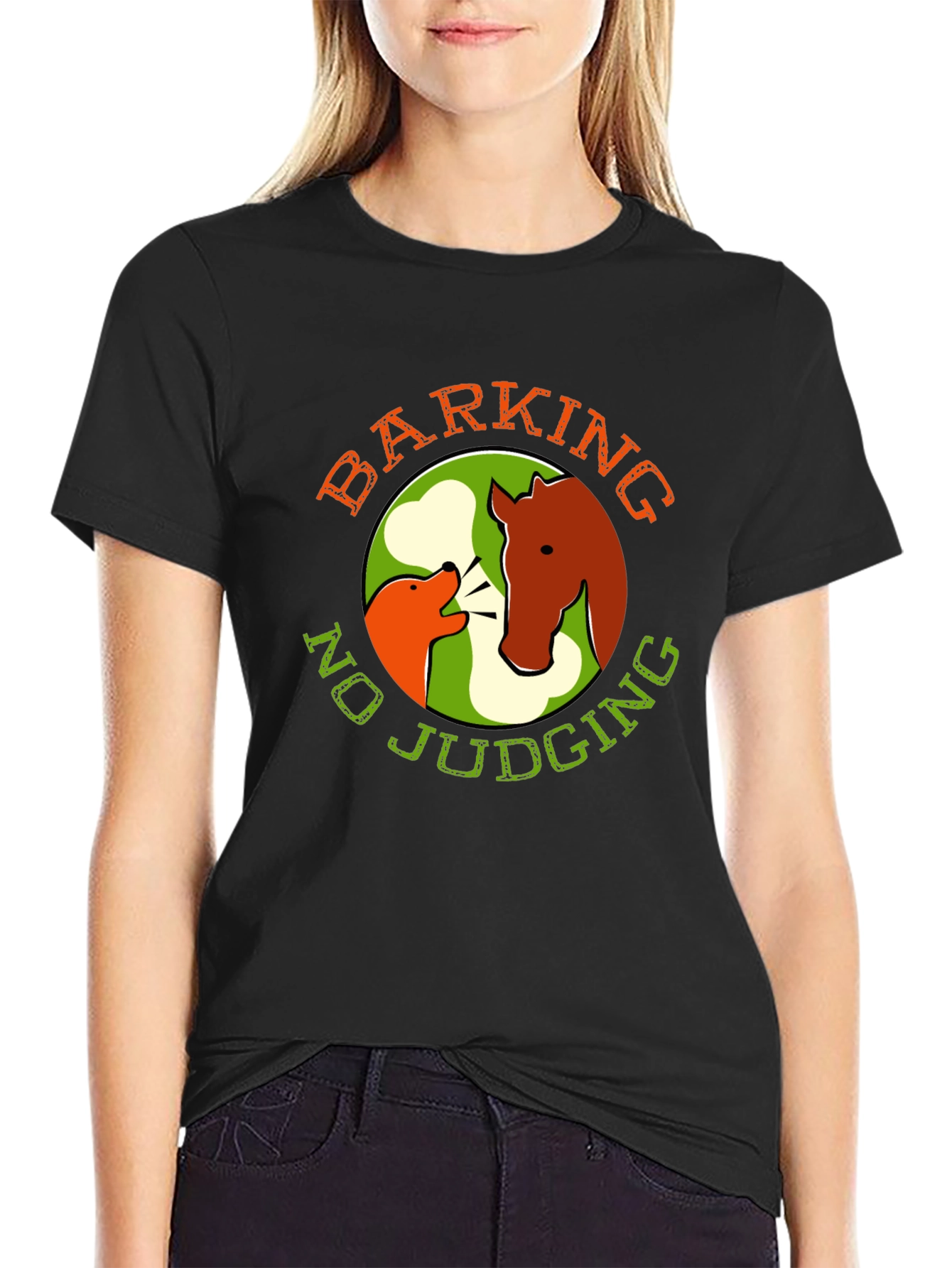 Black Barking No Judging Graphic Tee view 2