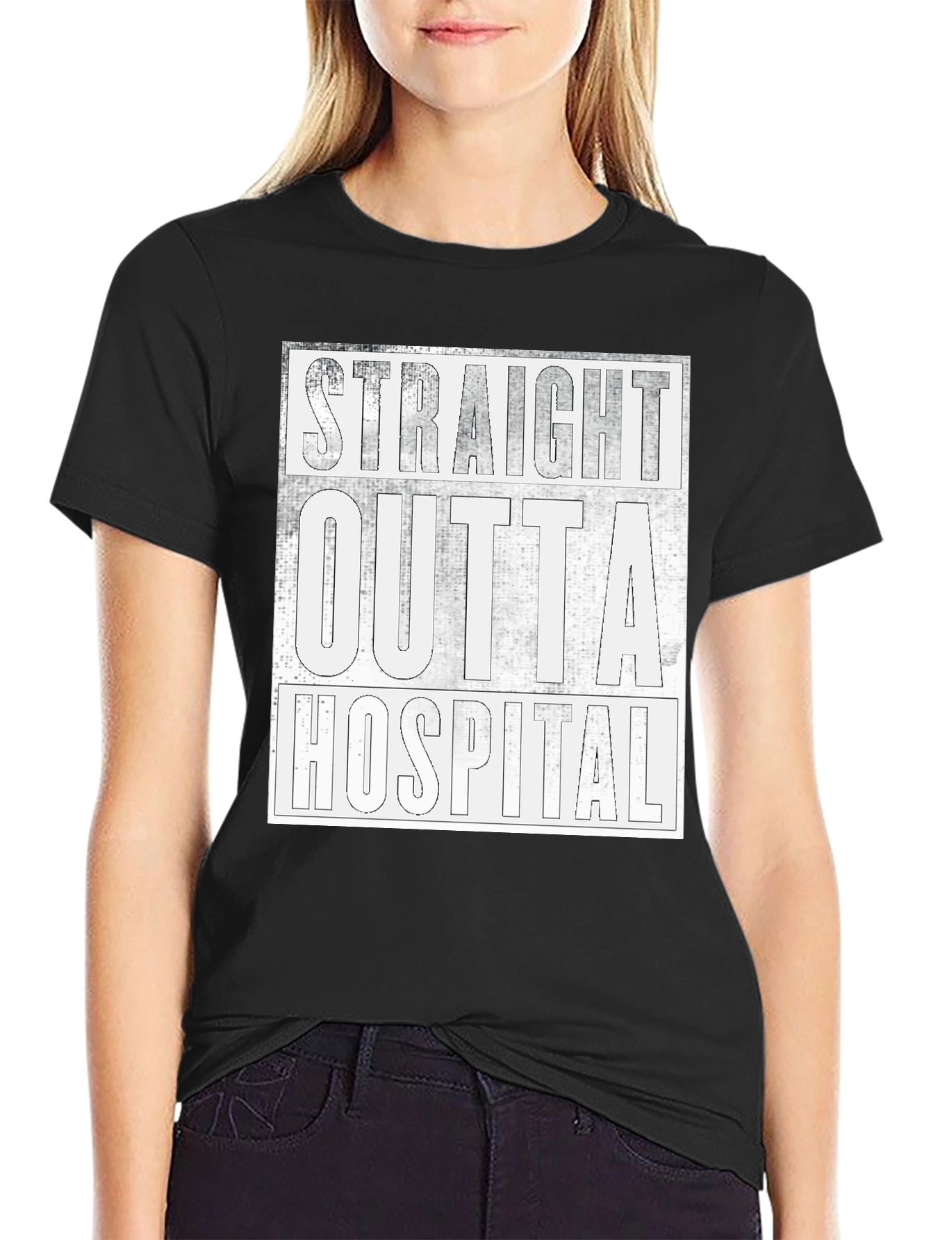 Black Straight Outta Hospital Graphic Tee view 2