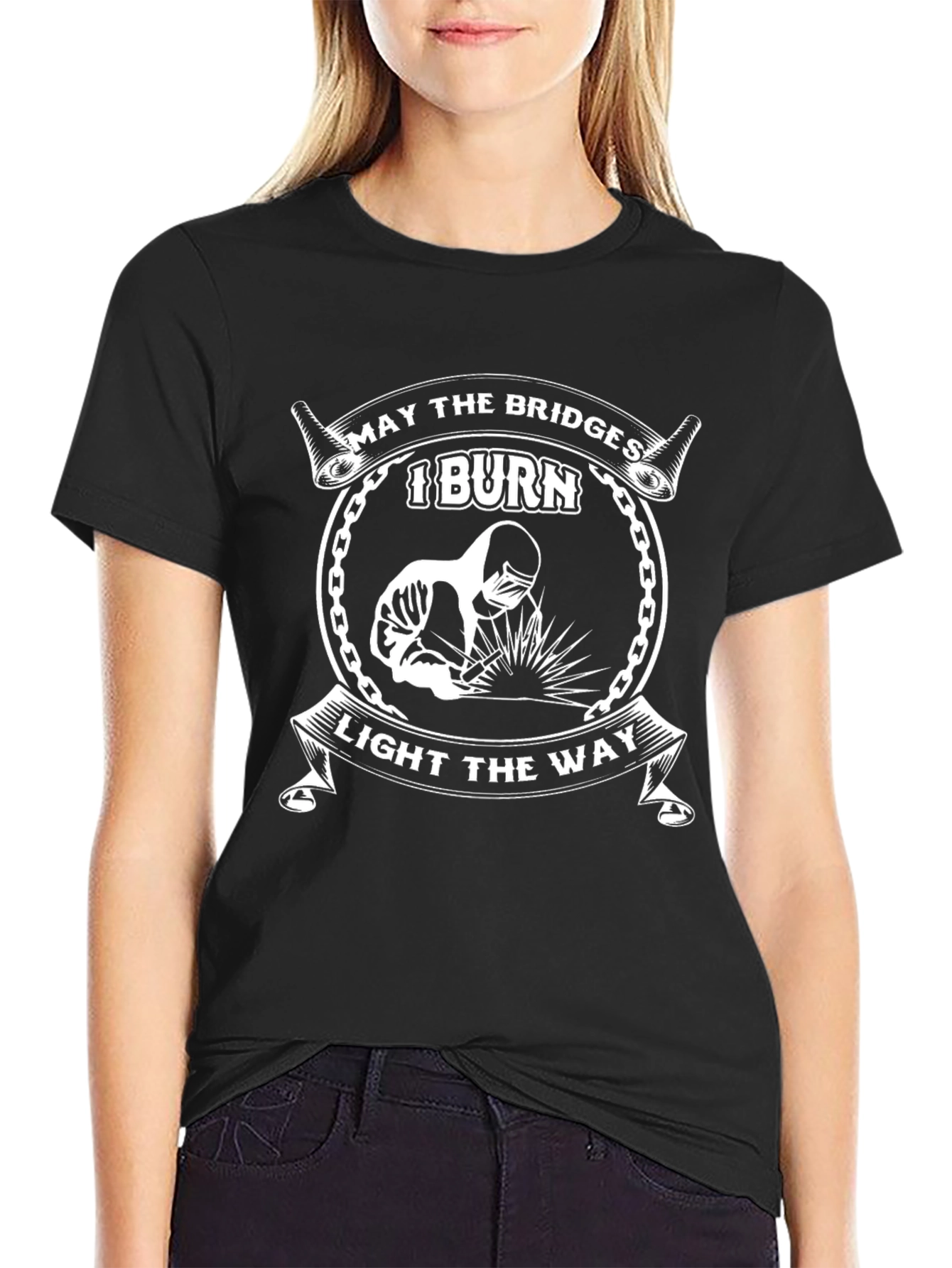 Black Welder's Humor T-Shirt: "May The Bridges I Burn" view 2