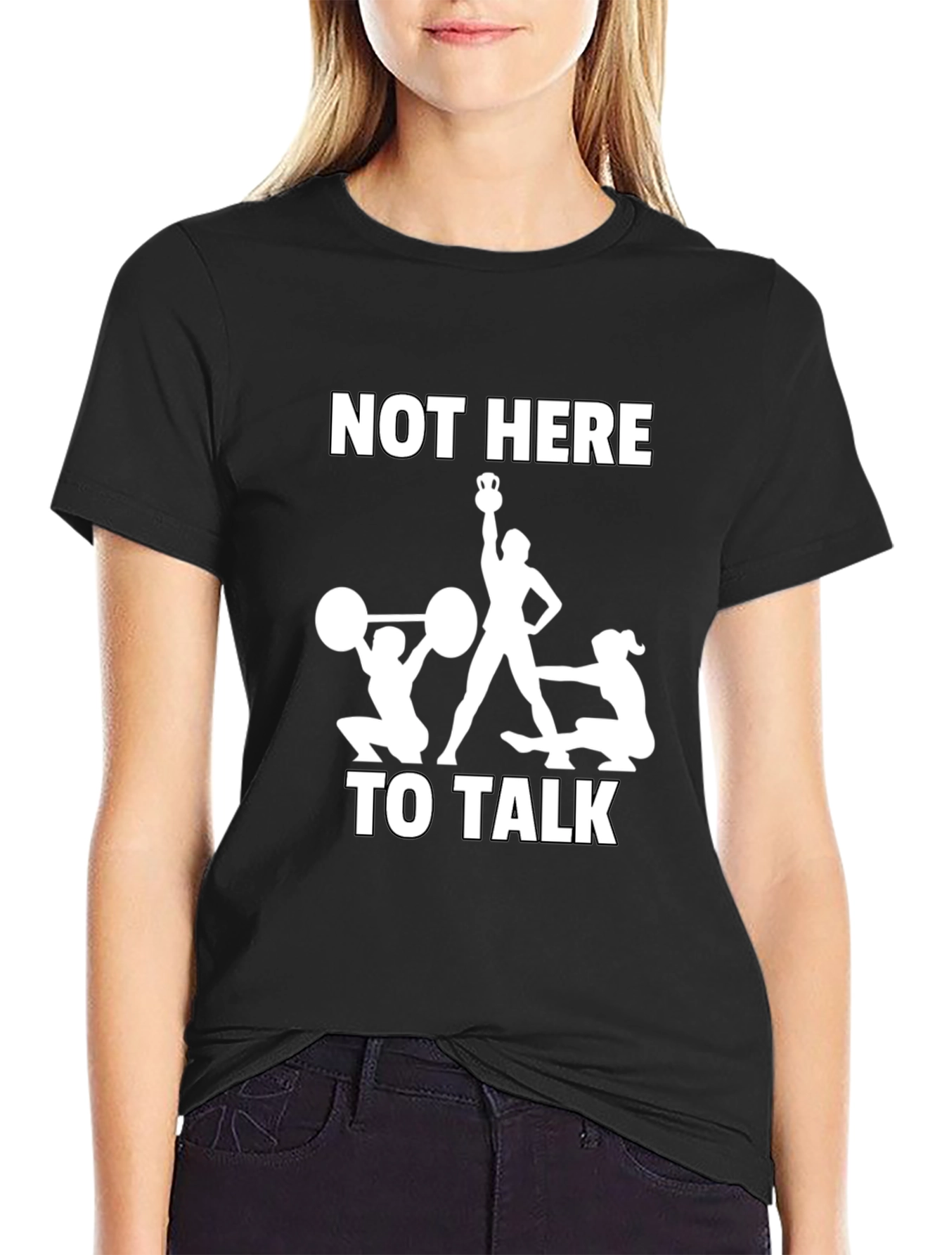 Black Not Here To Talk T-Shirt Gym Workout Funny Tee view 2