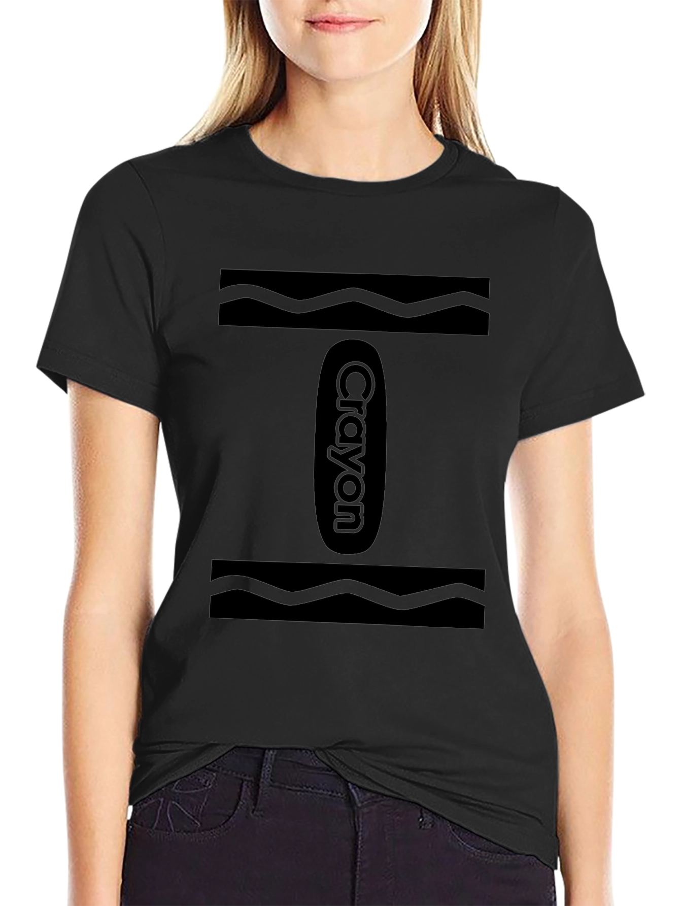 Black Crayon Graphic Tee - Classic Black T-Shirt view 2