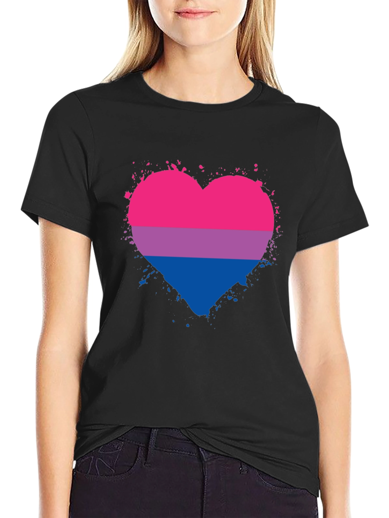 Black Bisexual Pride Heart Graphic T-Shirt view 2