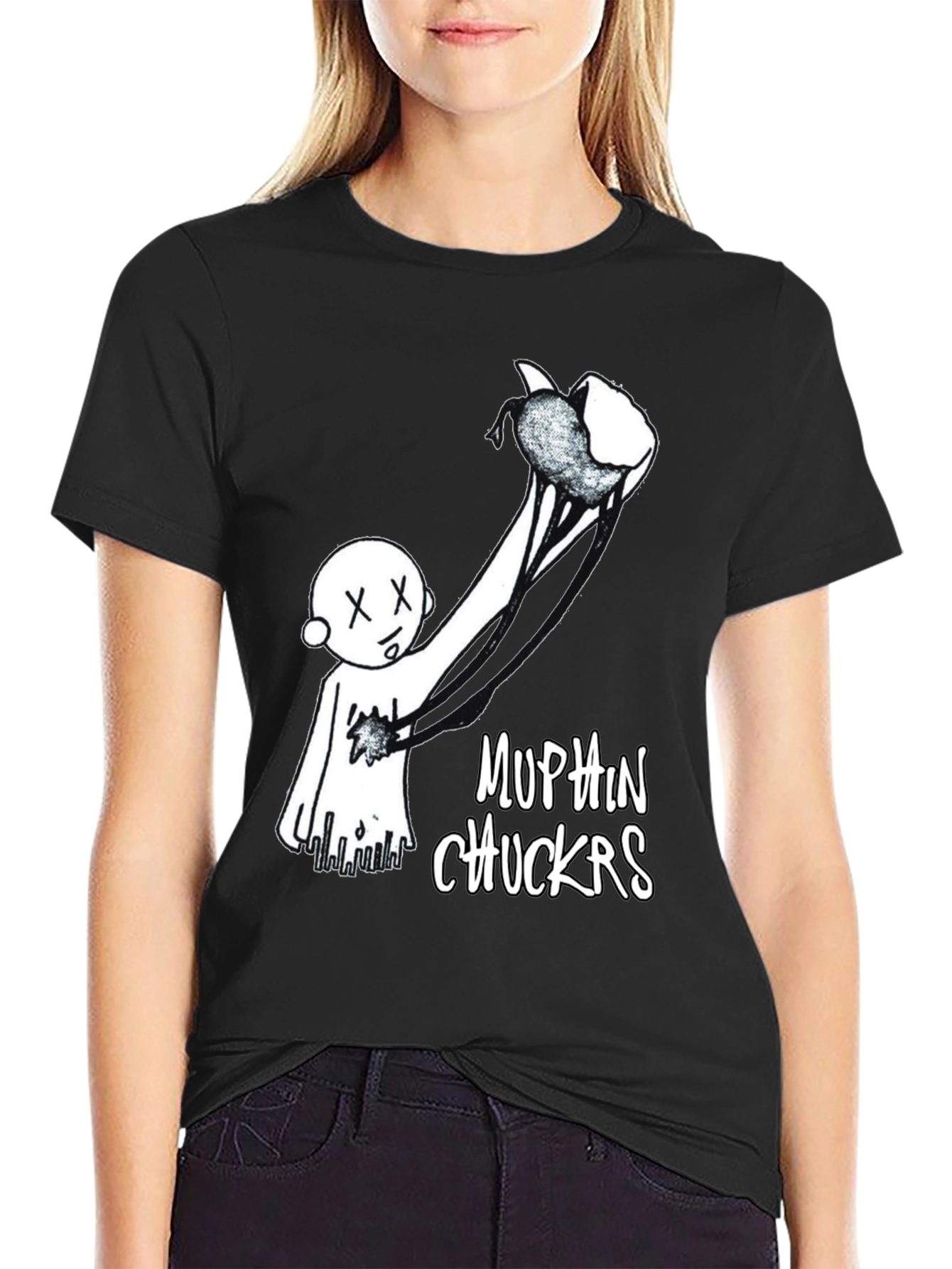 Black Muffin Chuckers Graphic Tee - Unique Design view 2
