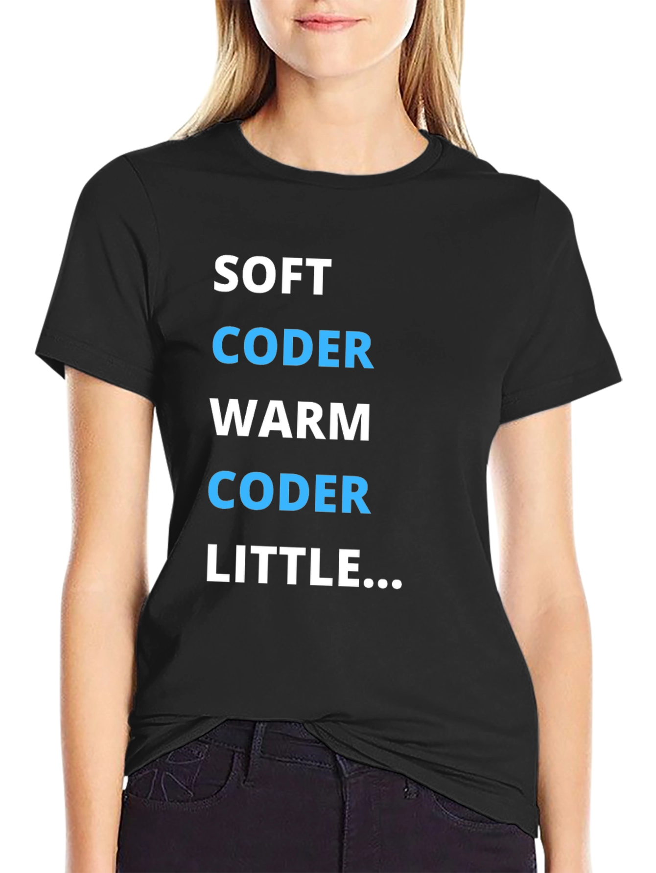 Black Soft Coder Warm Coder Funny Programmer T-Shirt view 2