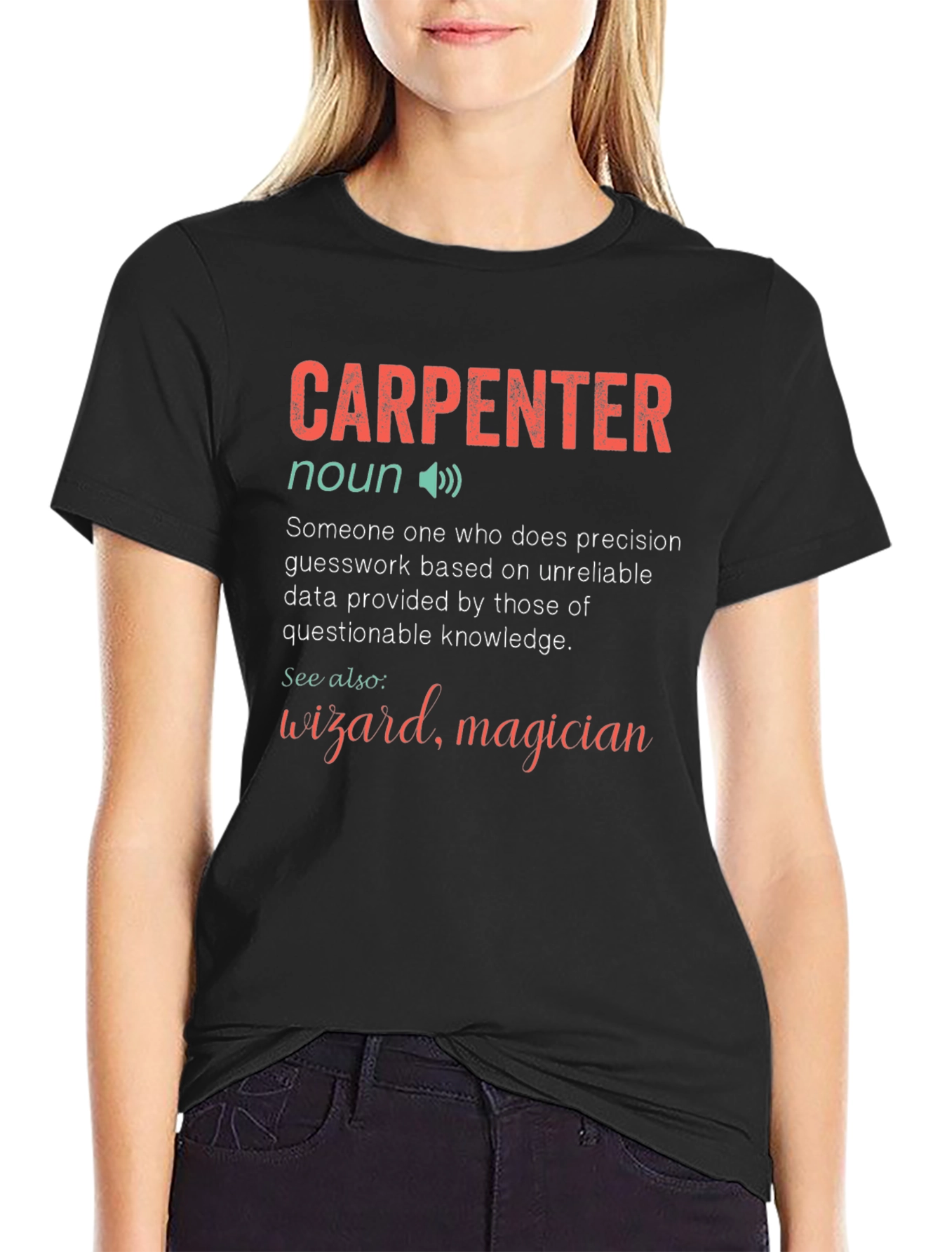 Black Carpenter Definition Graphic Novelty T-Shirt view 2